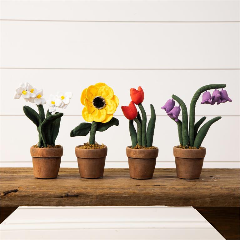 Fabric Flowers In Pot
