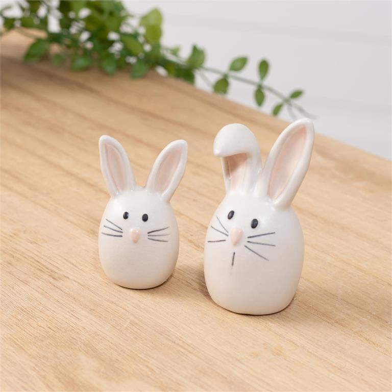 Stoneware Egg Shape Bunnies (S/2)