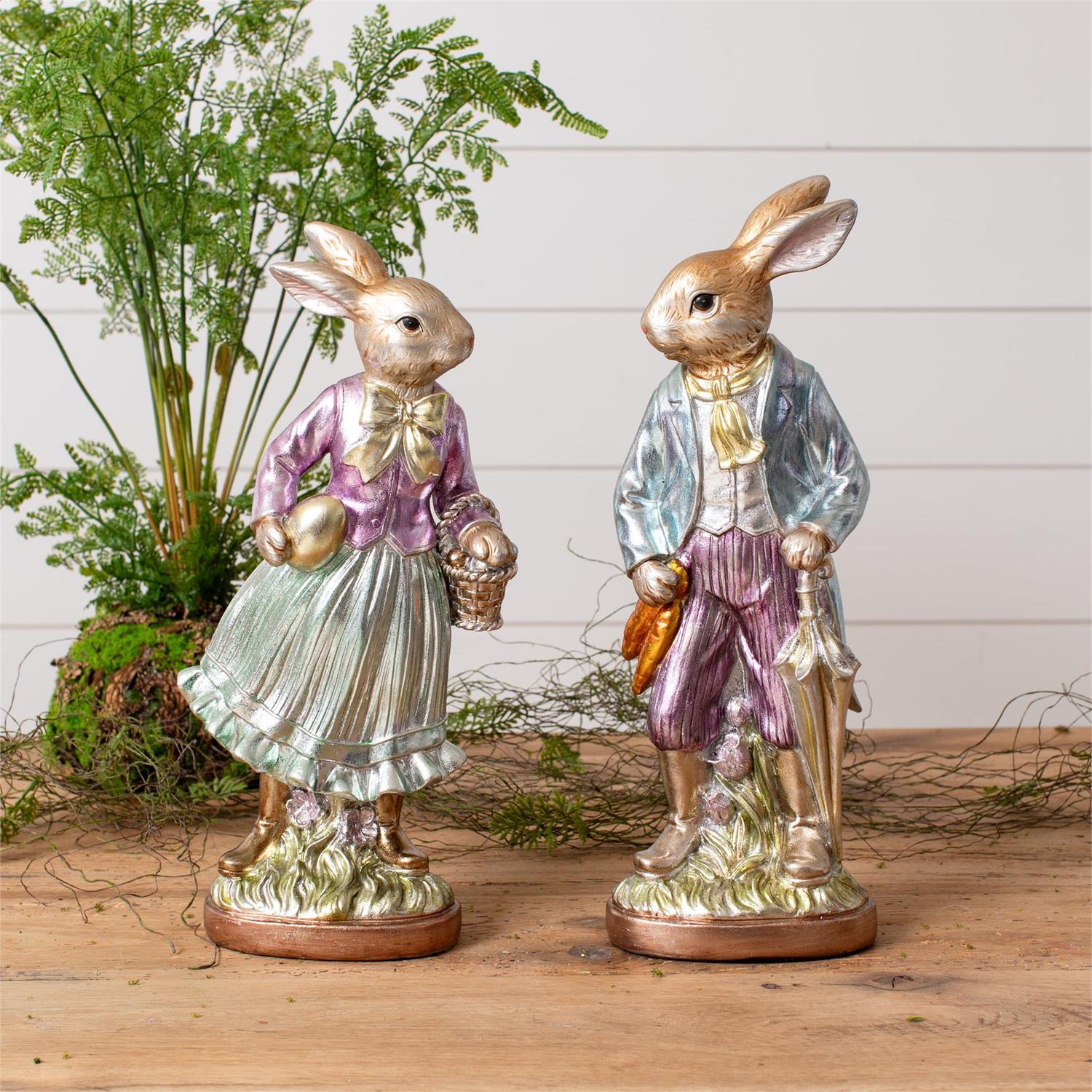 Vintage Foil Rabbit Couple (S/2)