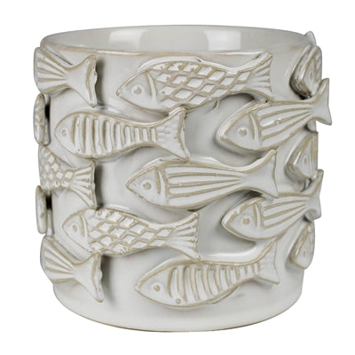 School of Fish Cachepot, Ceramic - 4”
