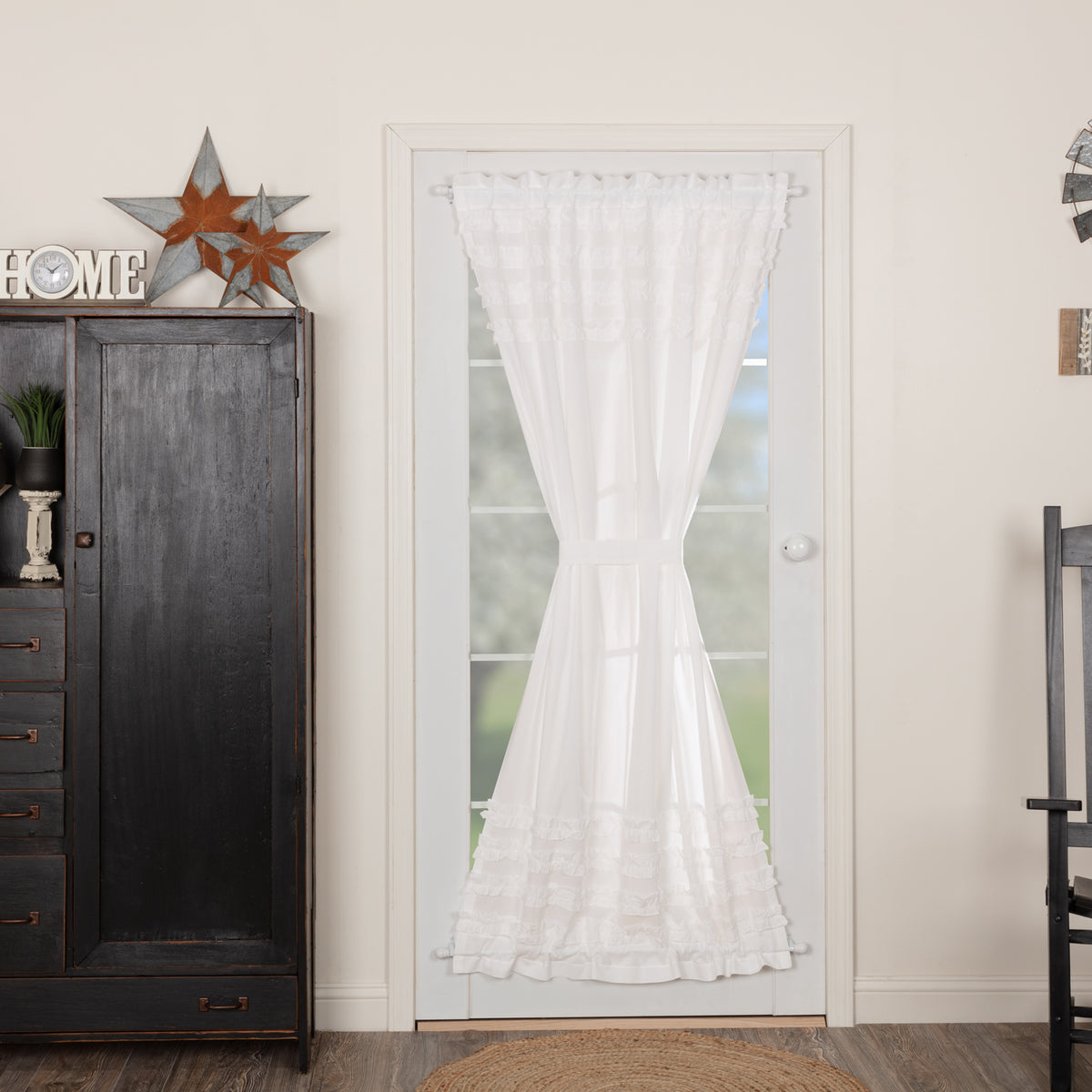White Ruffled Sheer Petticoat Door Panel