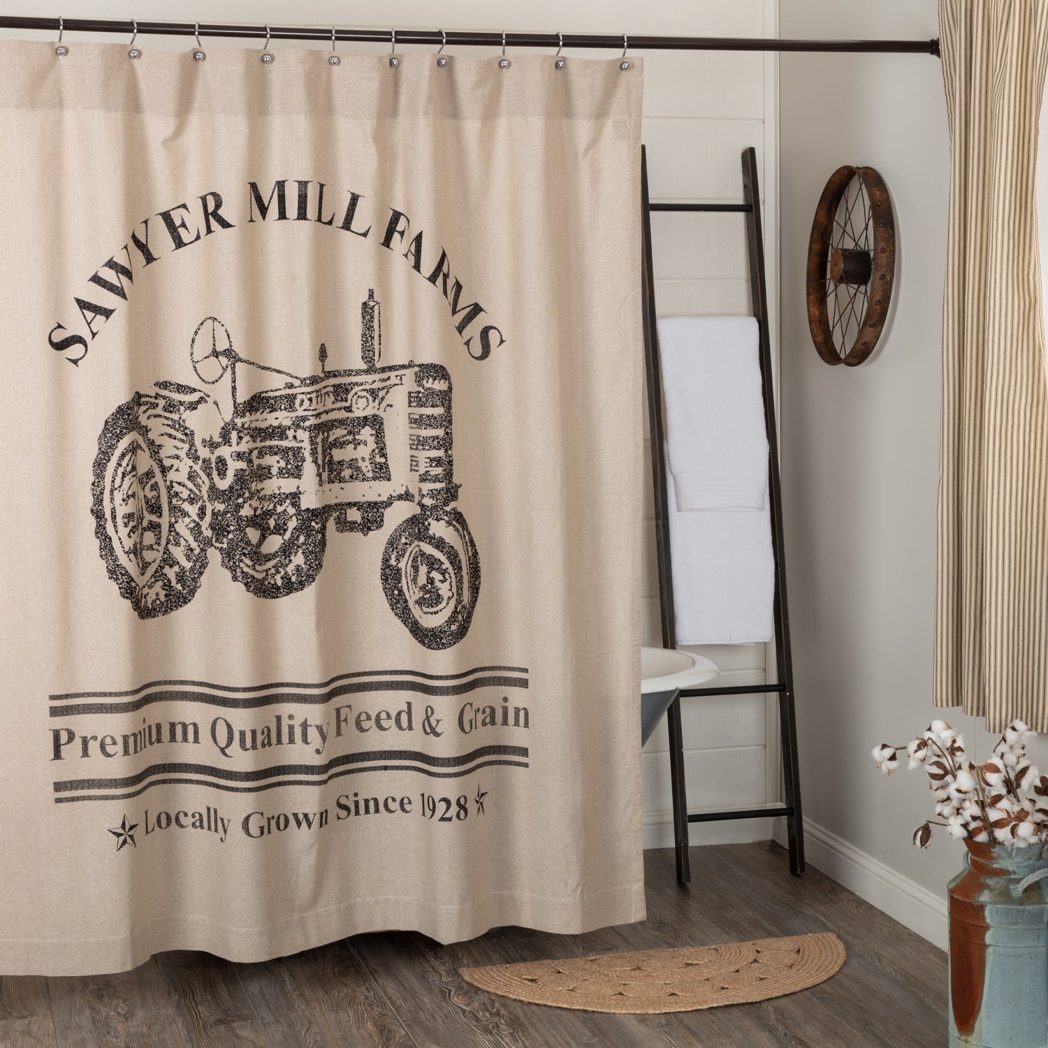 Sawyer Mill Charcoal Tractor Shower Curtain