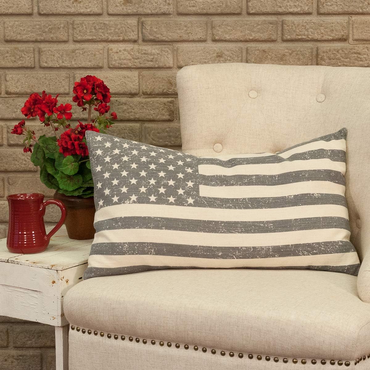 Stenciled Flag Pillow Cover