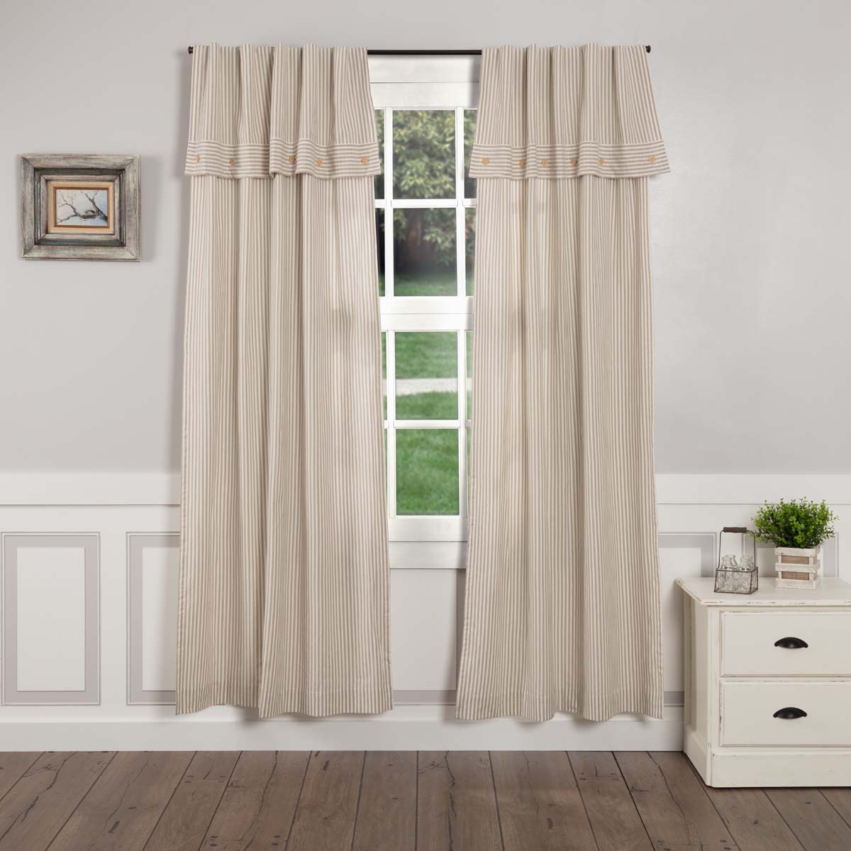 Farmhouse Ticking Taupe Panel Set of 2