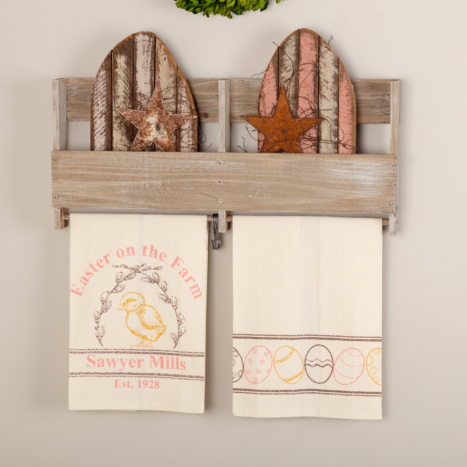Sawyer Mill Easter on the Farm Chick Unbleached Natural Muslin Tea Towel Set of 2