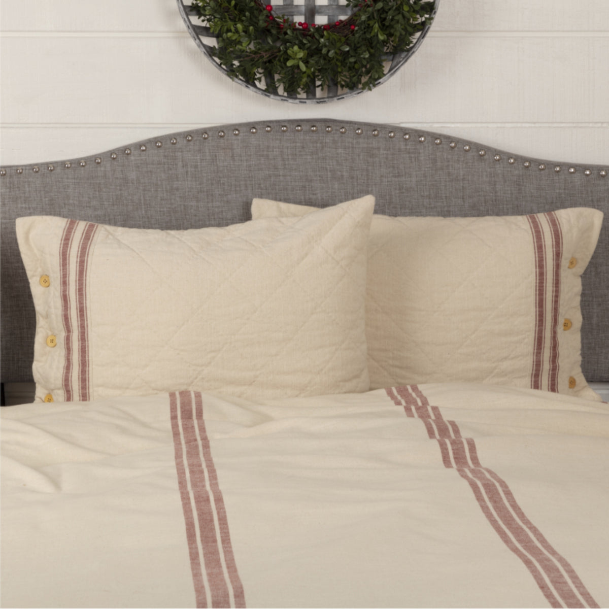 Market Place Red Standard Sham 27Lx21W