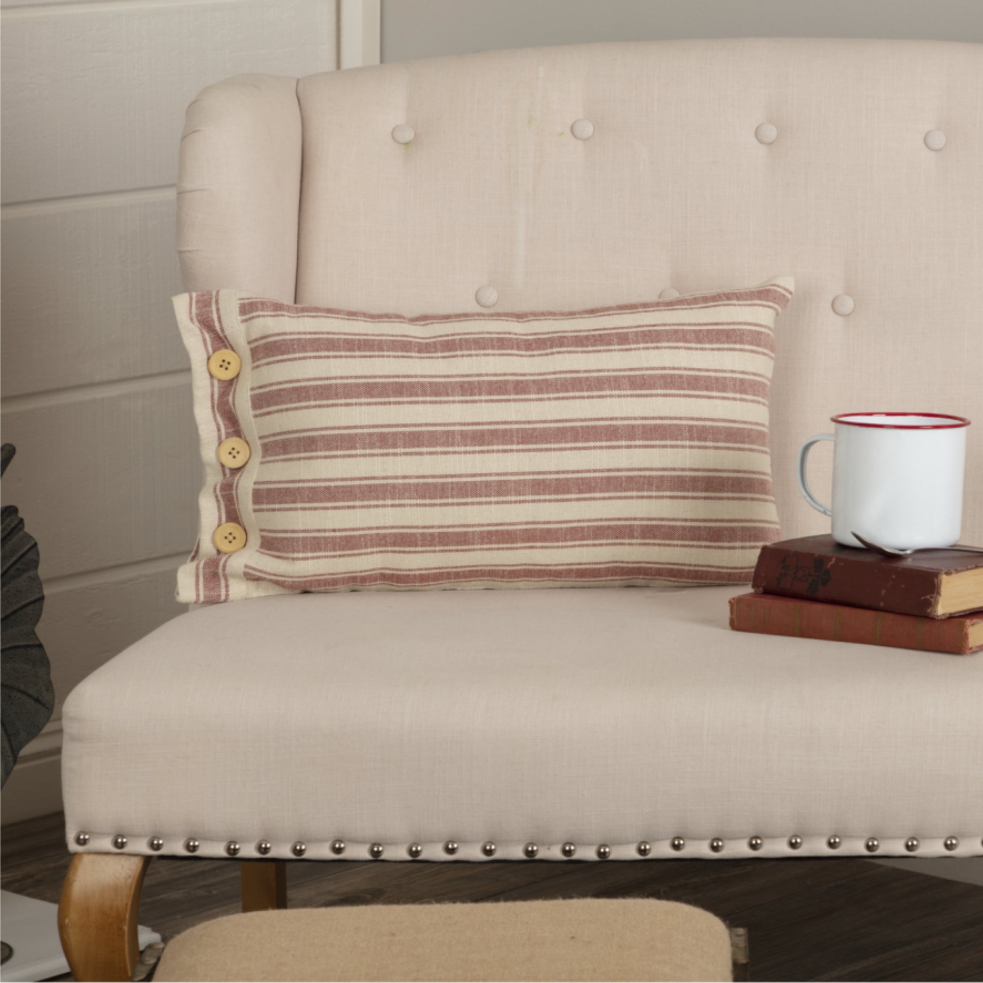 Market Place Red Fabric Pillow Cover