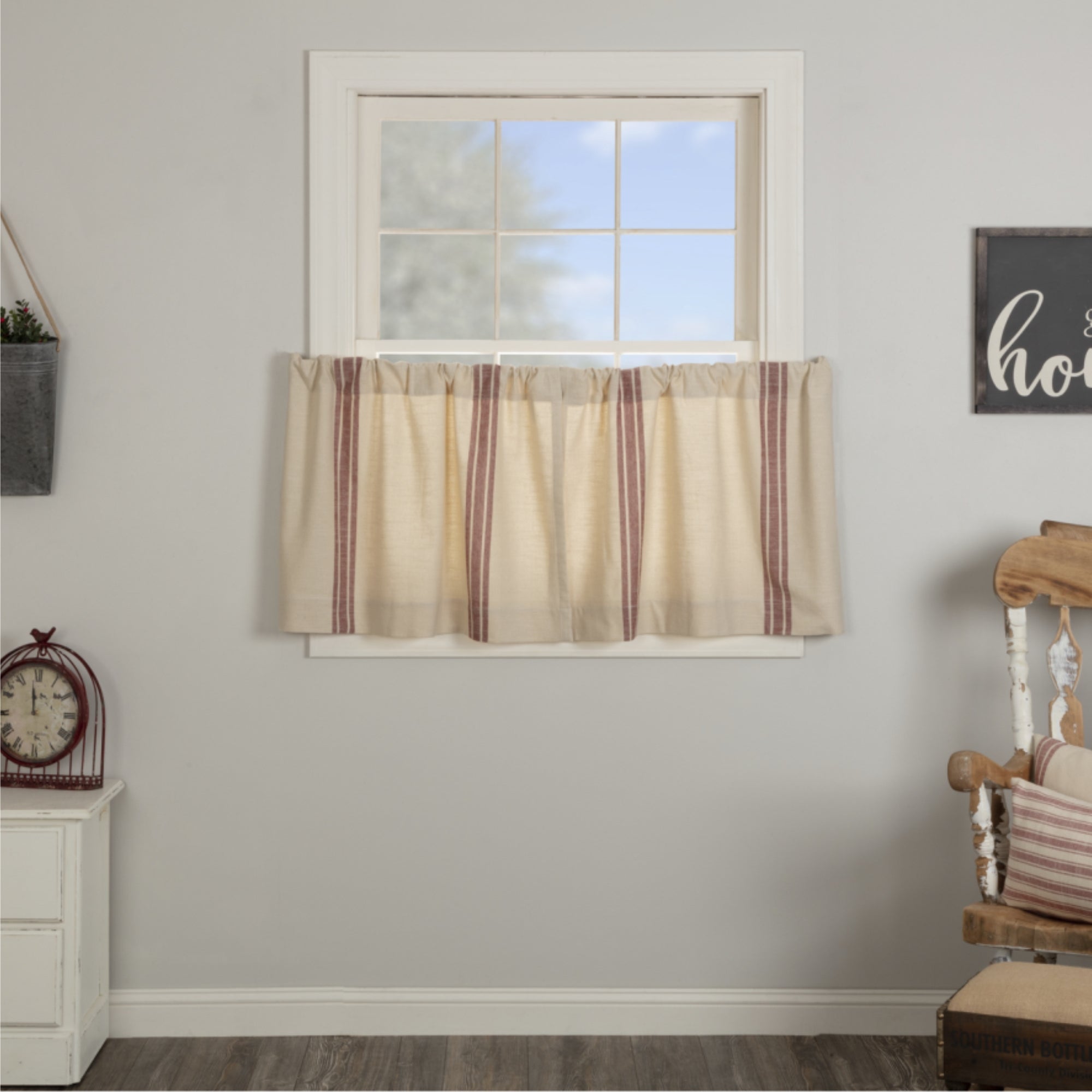 Market Place Red Grain Sack Stripe Tier Set of 2