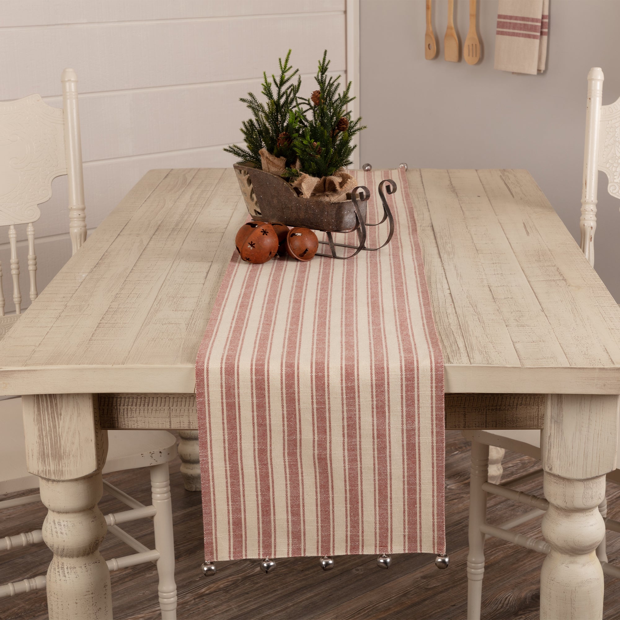 Sleigh Bells Ring Ticking Stripe Runner 90Lx13W