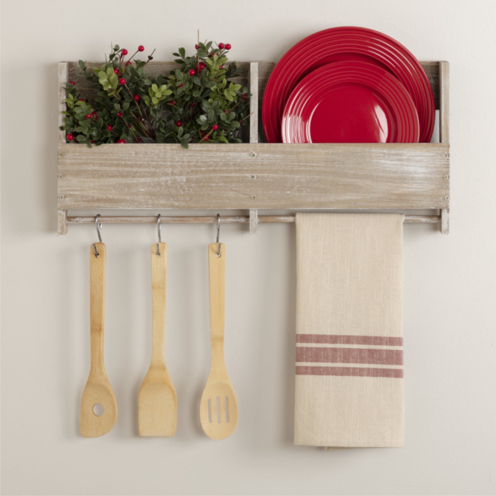 Market Place Red Grain Sack Stripe Tea Towel