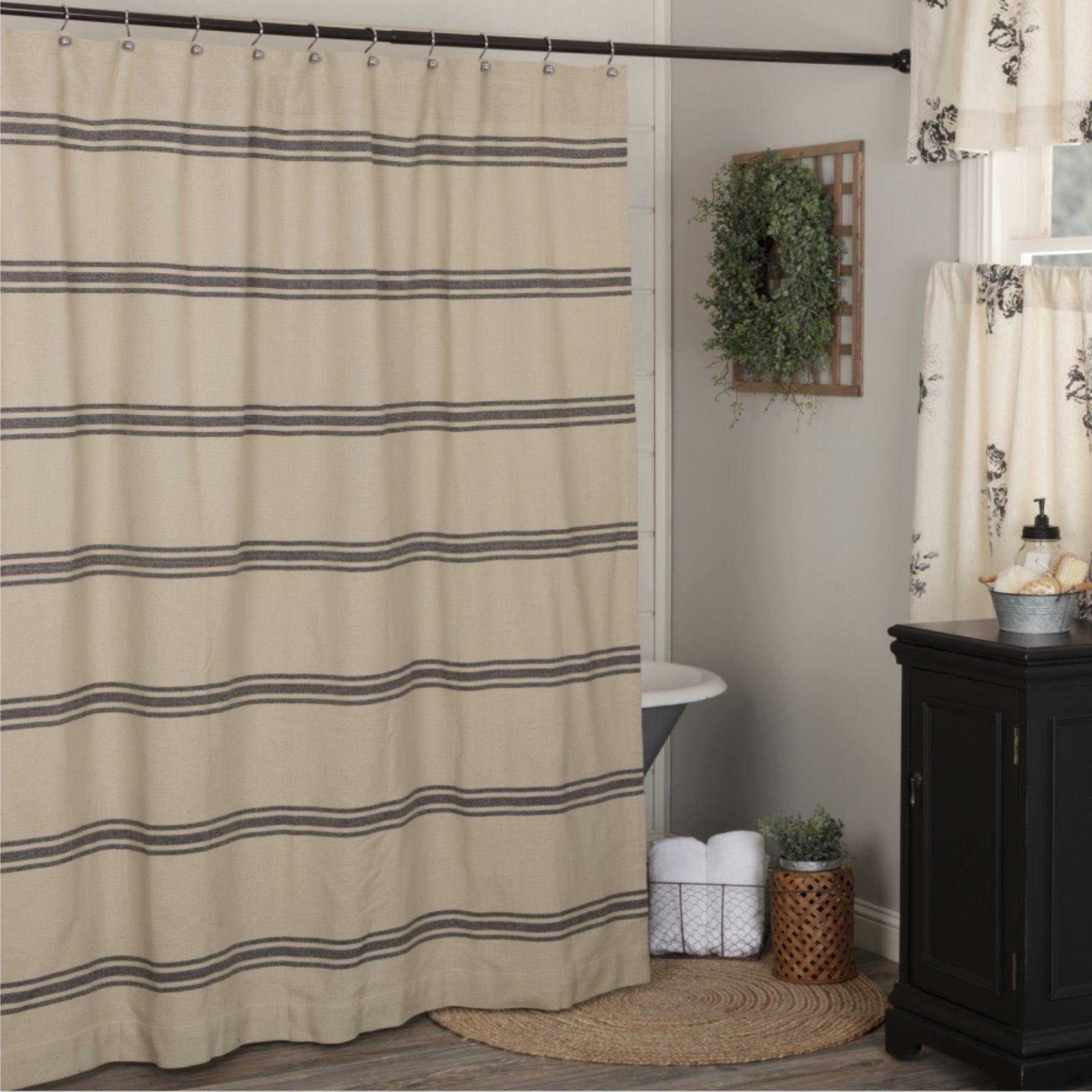 Mill House Stripe Black Shower Curtain