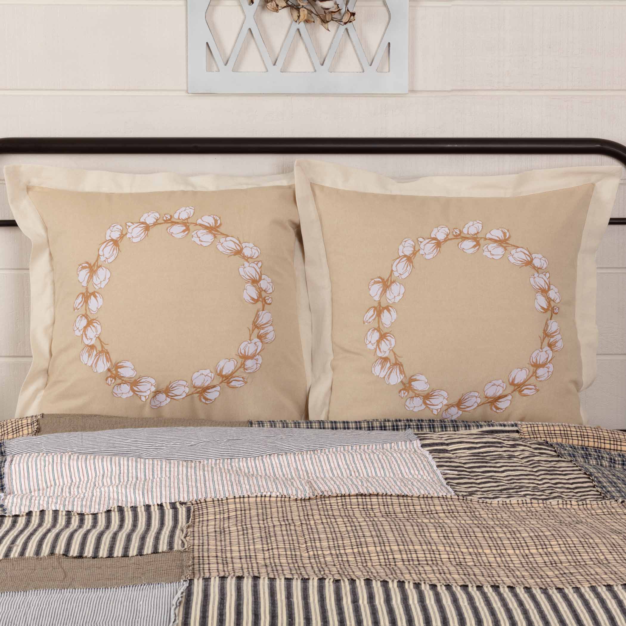 Ashmont Cotton Wreath Fabric Euro Sham Set of 2