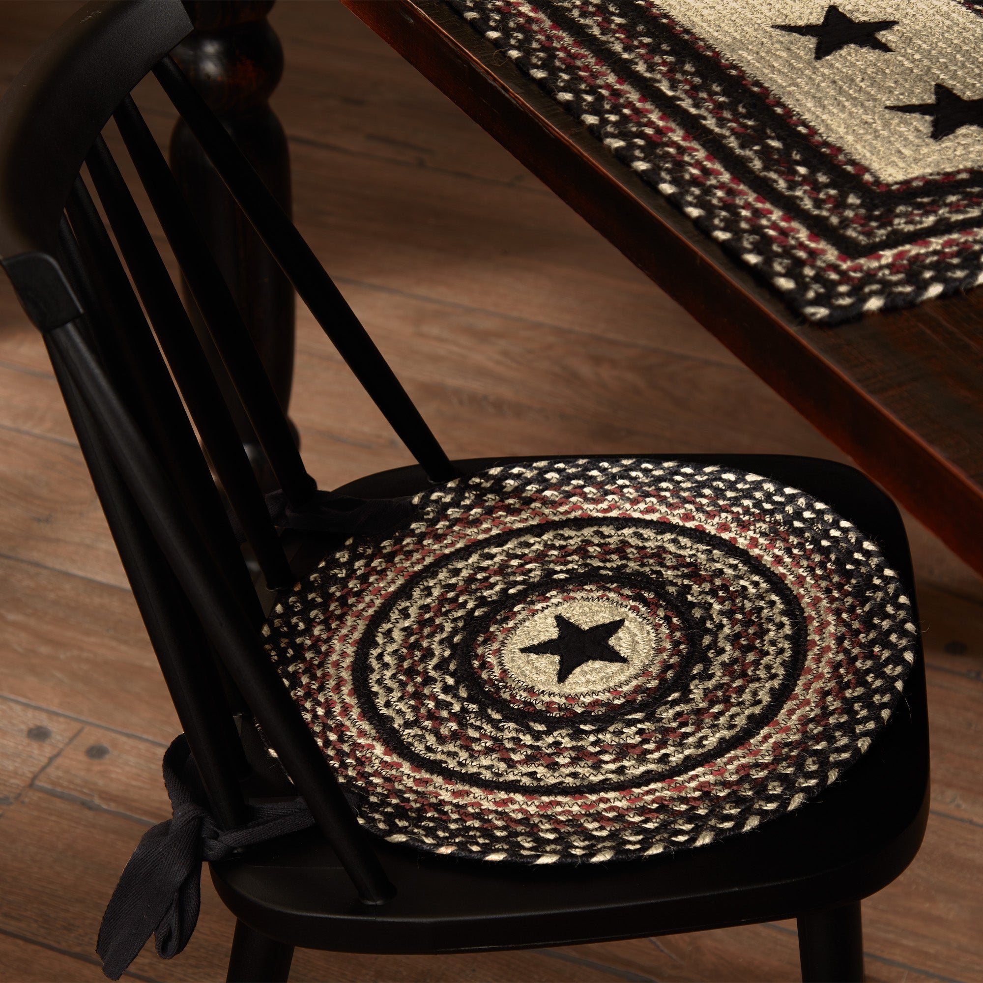 Colonial Star Jute Chair Pad Applique Star Diameter