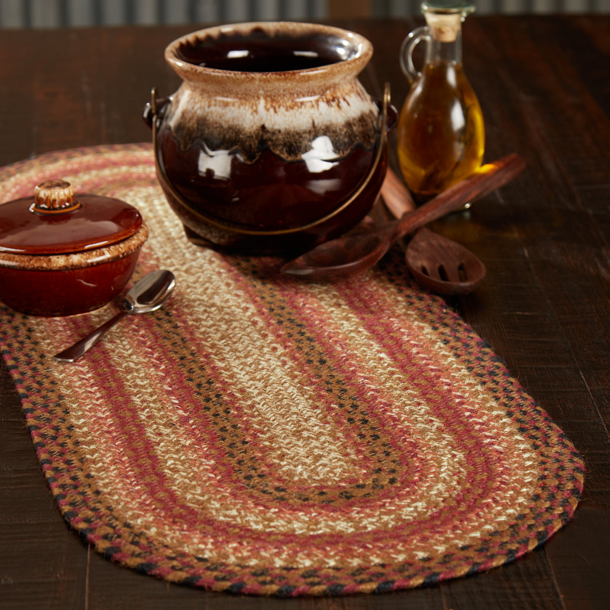 Ginger Spice Jute Oval Runner