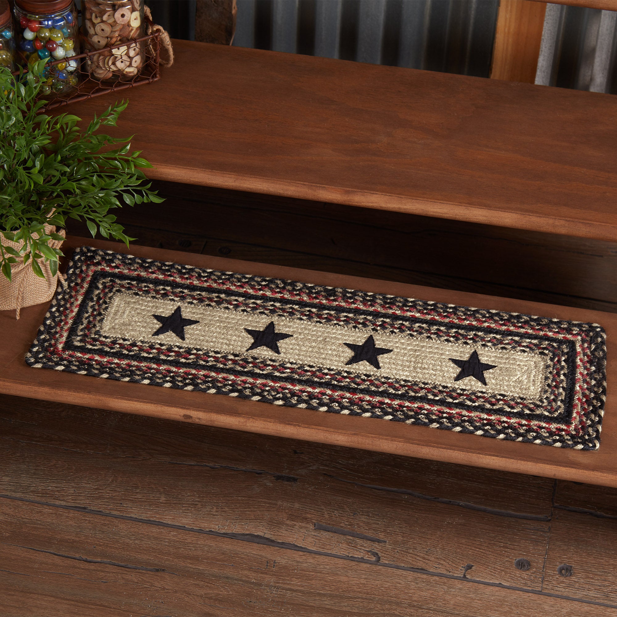 Colonial Star Jute Stair Tread Rect Latex 8.5x27