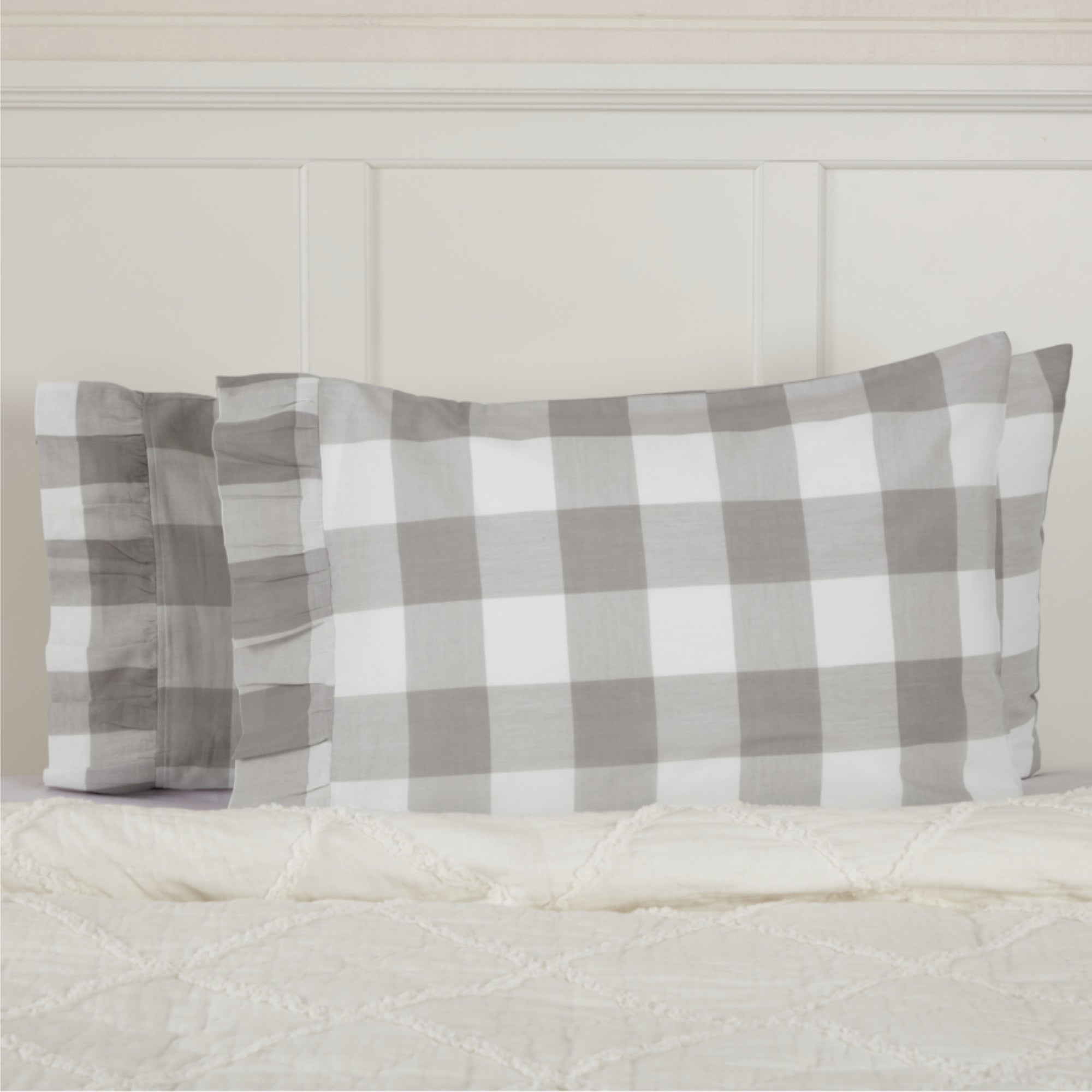 Madison Check Gray King Pillow Case Set of 2 +4