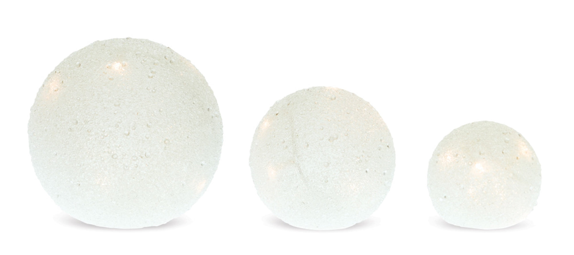 LED Frosted Globes w/6 Hr Timer (Set of 3) 4.75"D, 6"D, 8"D Glass (Requires 3 AA Batteries, Not Incl
