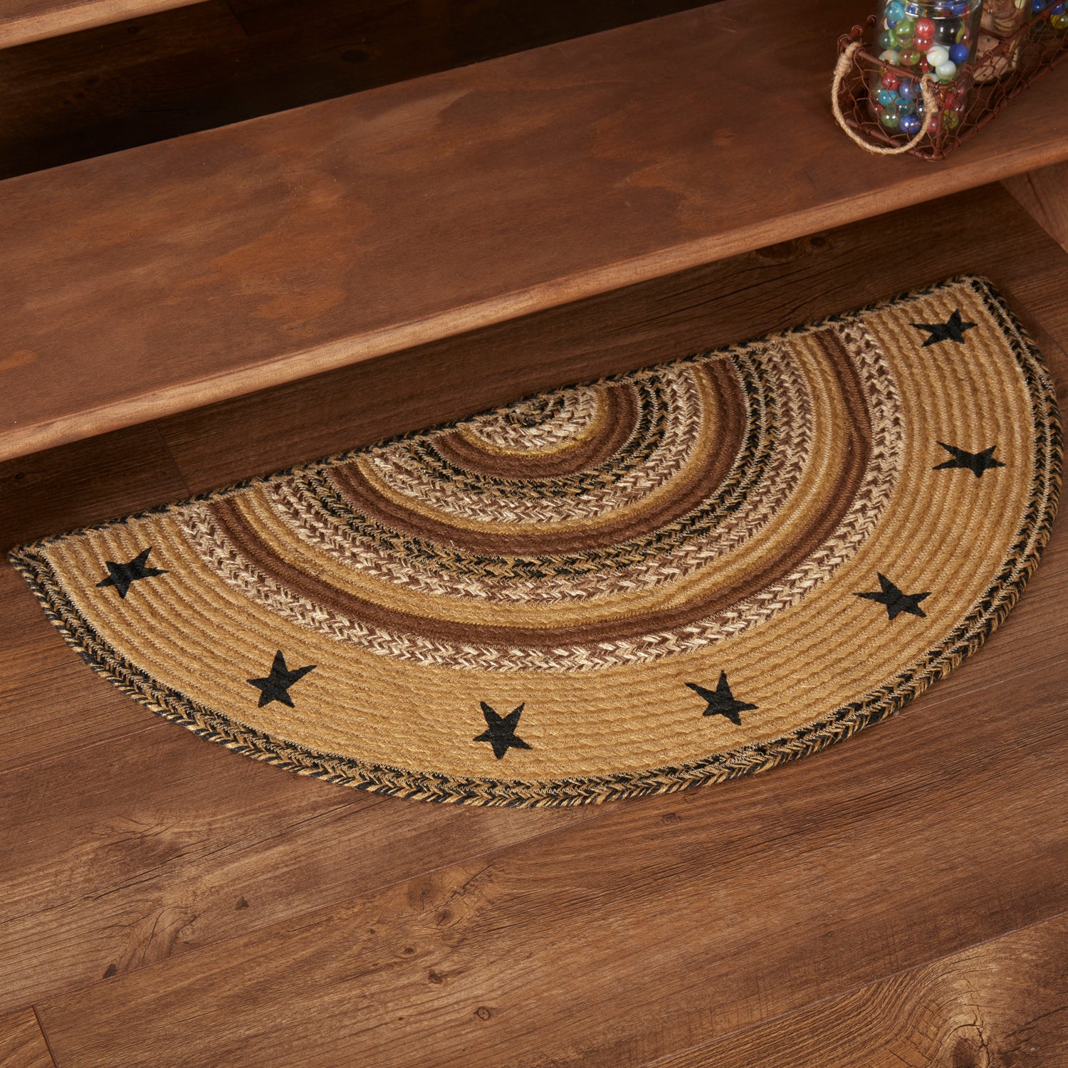 Kettle Grove Jute Rug Half Circle Stencil Stars 16.5x33