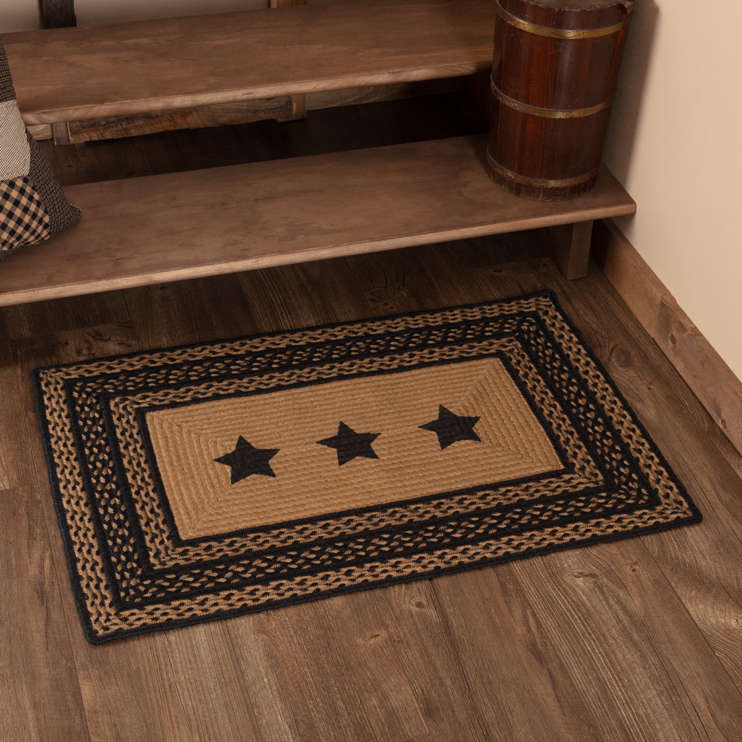 Farmhouse Jute Rug Rect Stencil Stars 24x36