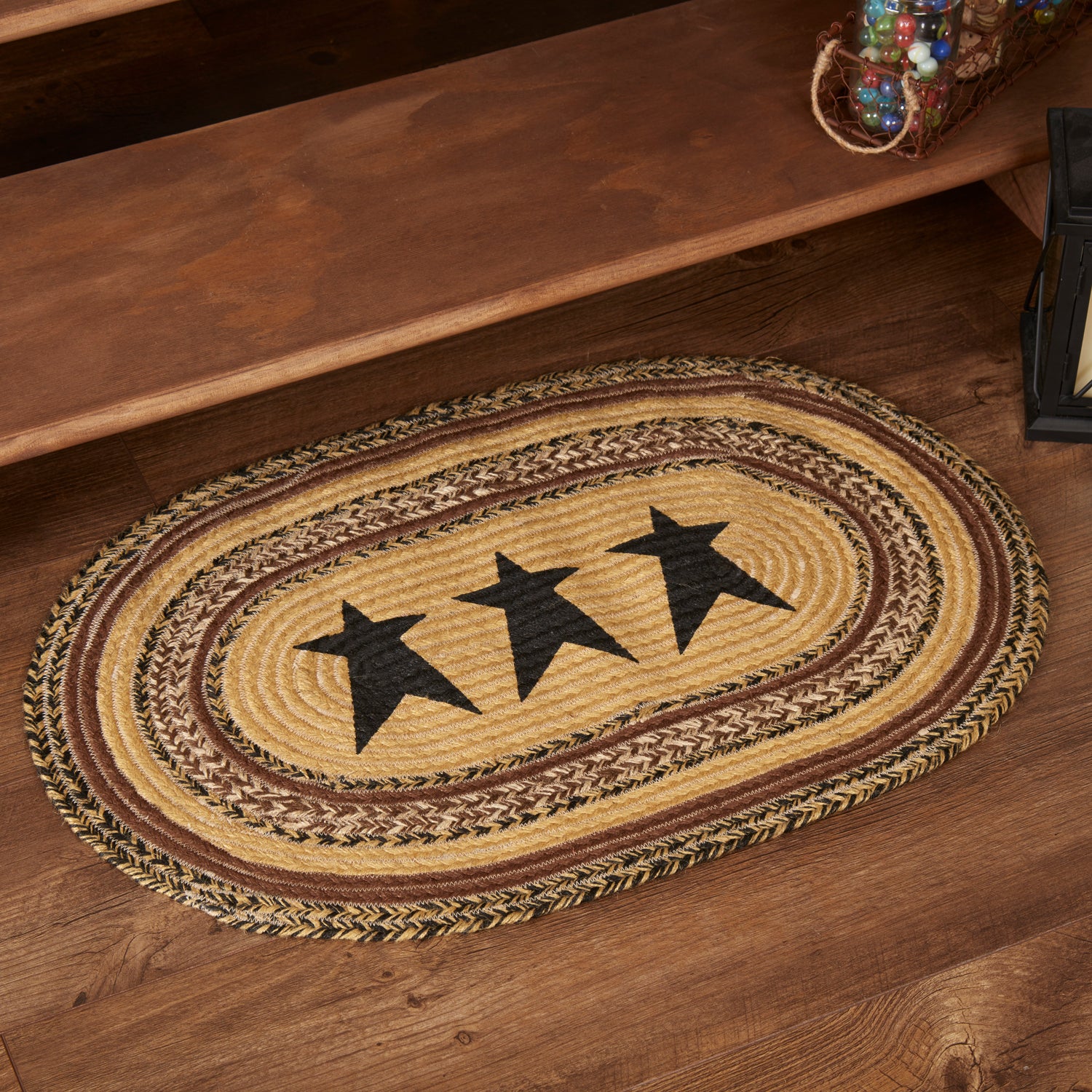 Kettle Grove Jute Rug Oval Stencil Stars 20x30