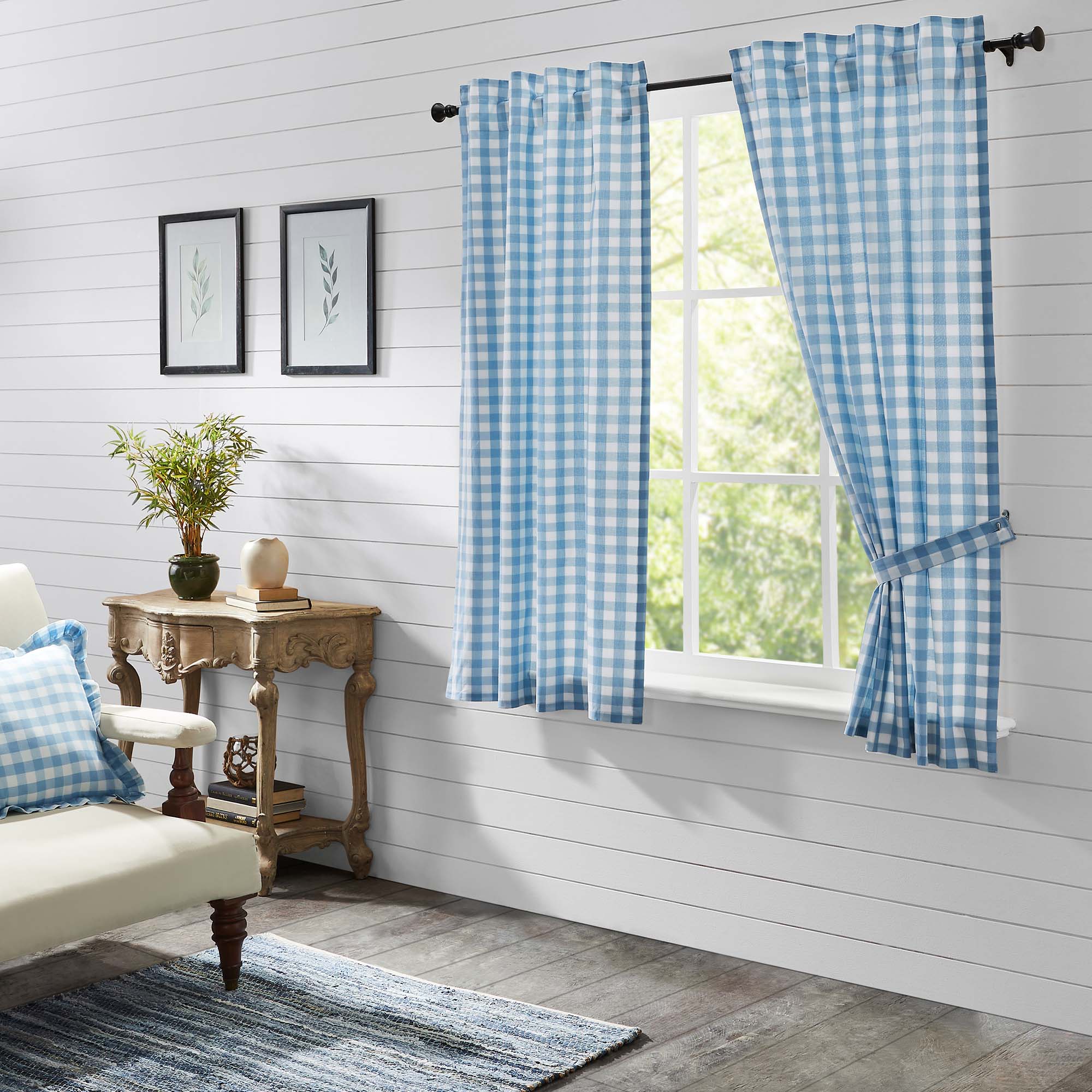 Annie Buffalo Blue Check Short Panel Set of 2