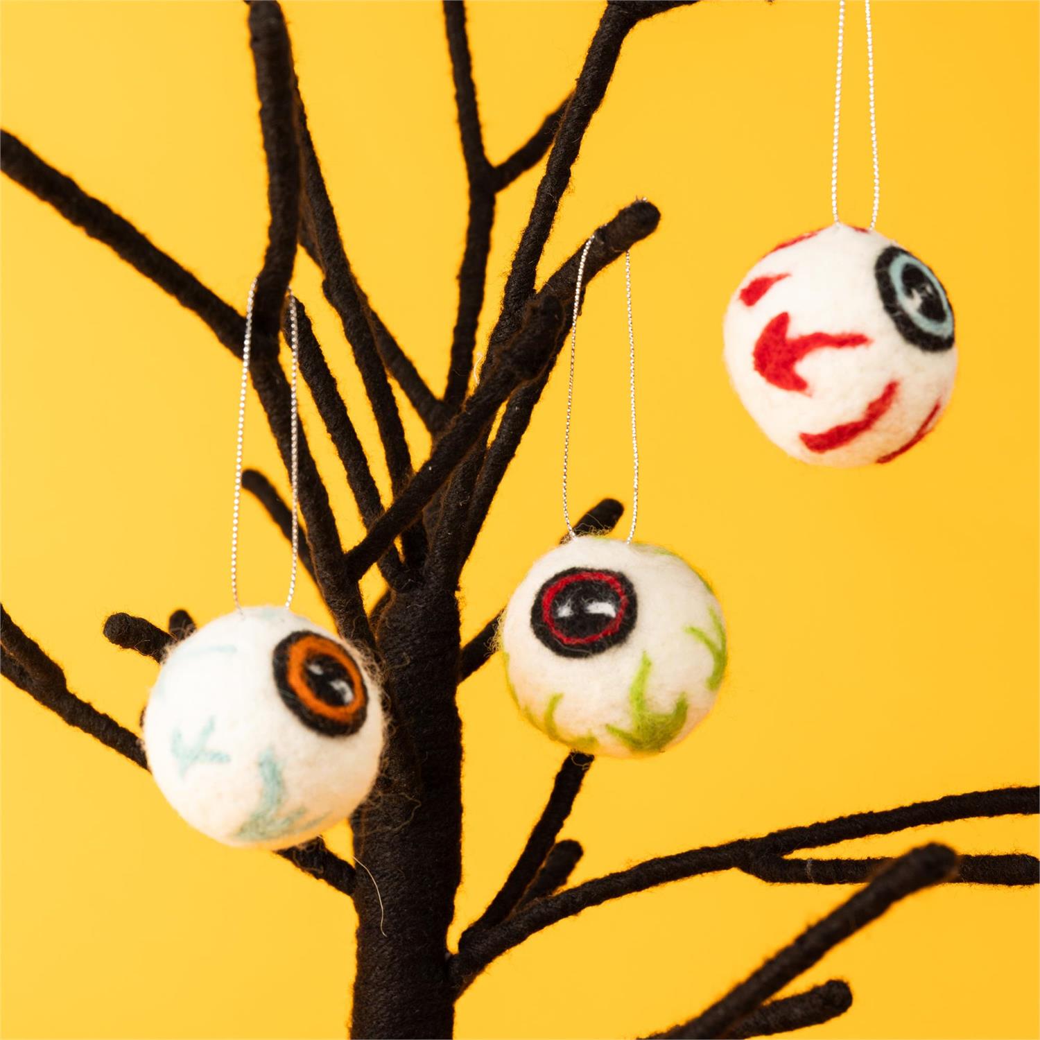 Ornaments - Felted Woolly Eye Trio