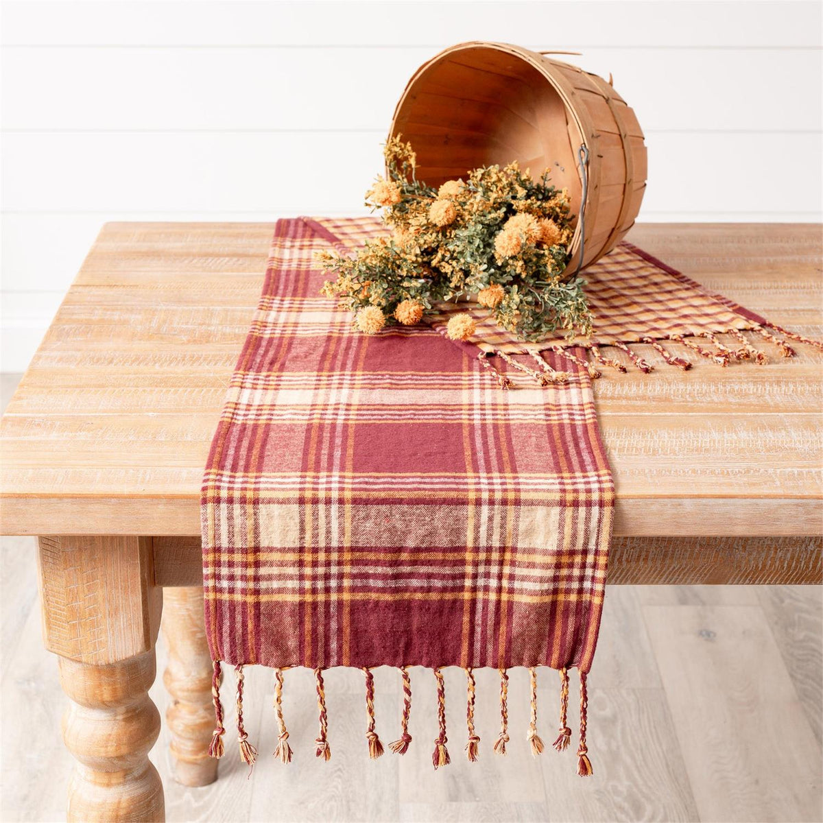 Reversible Burgundy & Mustard Plaid Runner