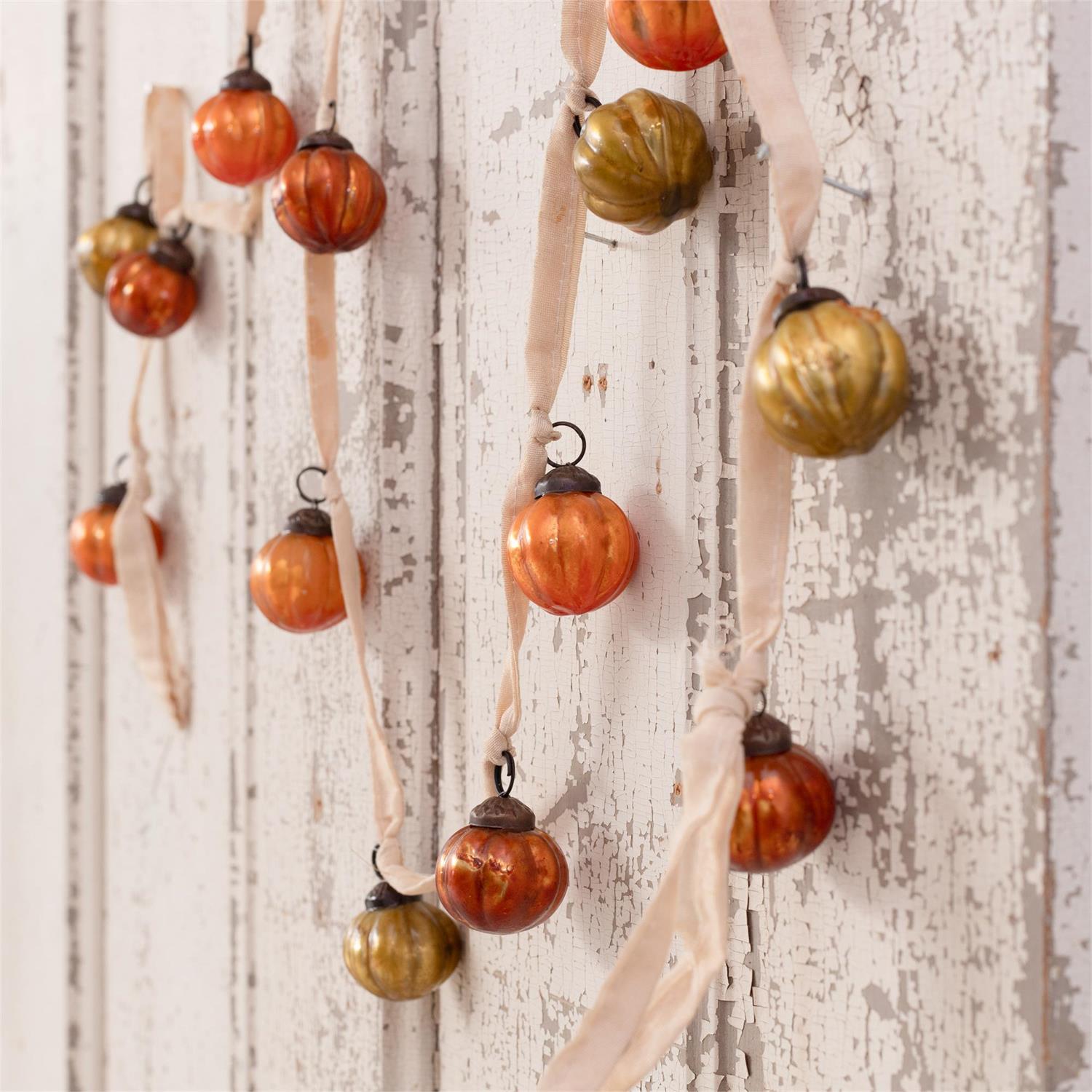Mini Mercury Glass Pumpkin Garland