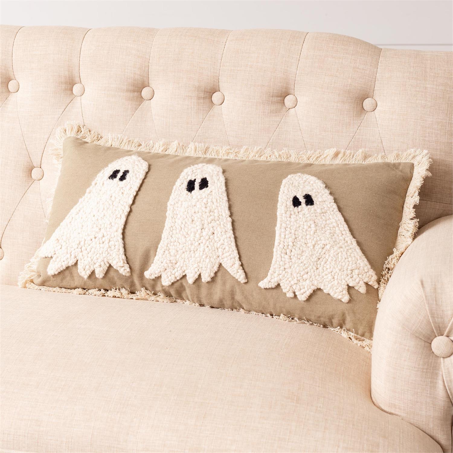 Hooked Ghosts Embellished Pillow