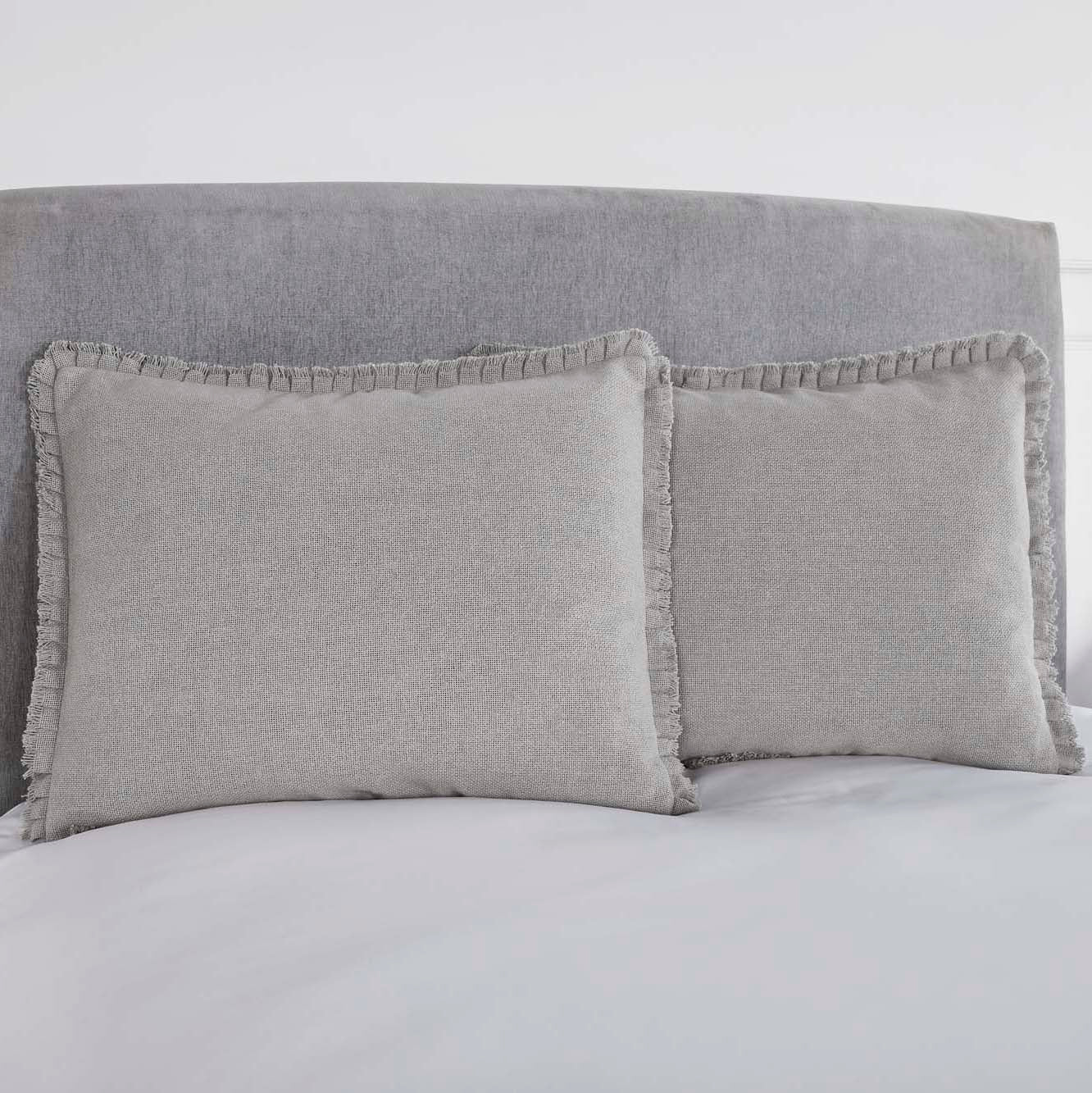 Burlap Dove Grey Standard Sham w/ Fringed Ruffle