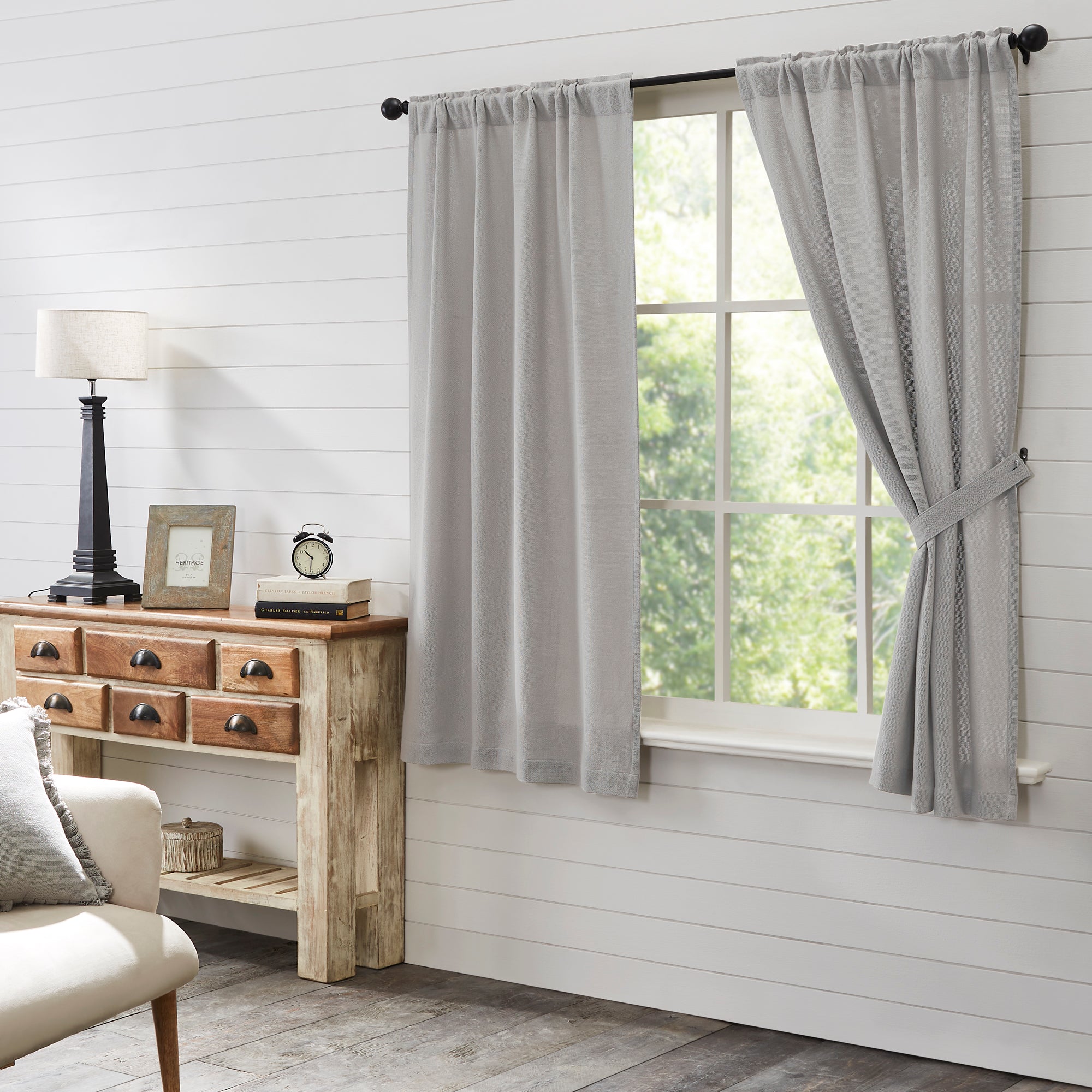 Burlap Dove Grey Short Panel Set of 2