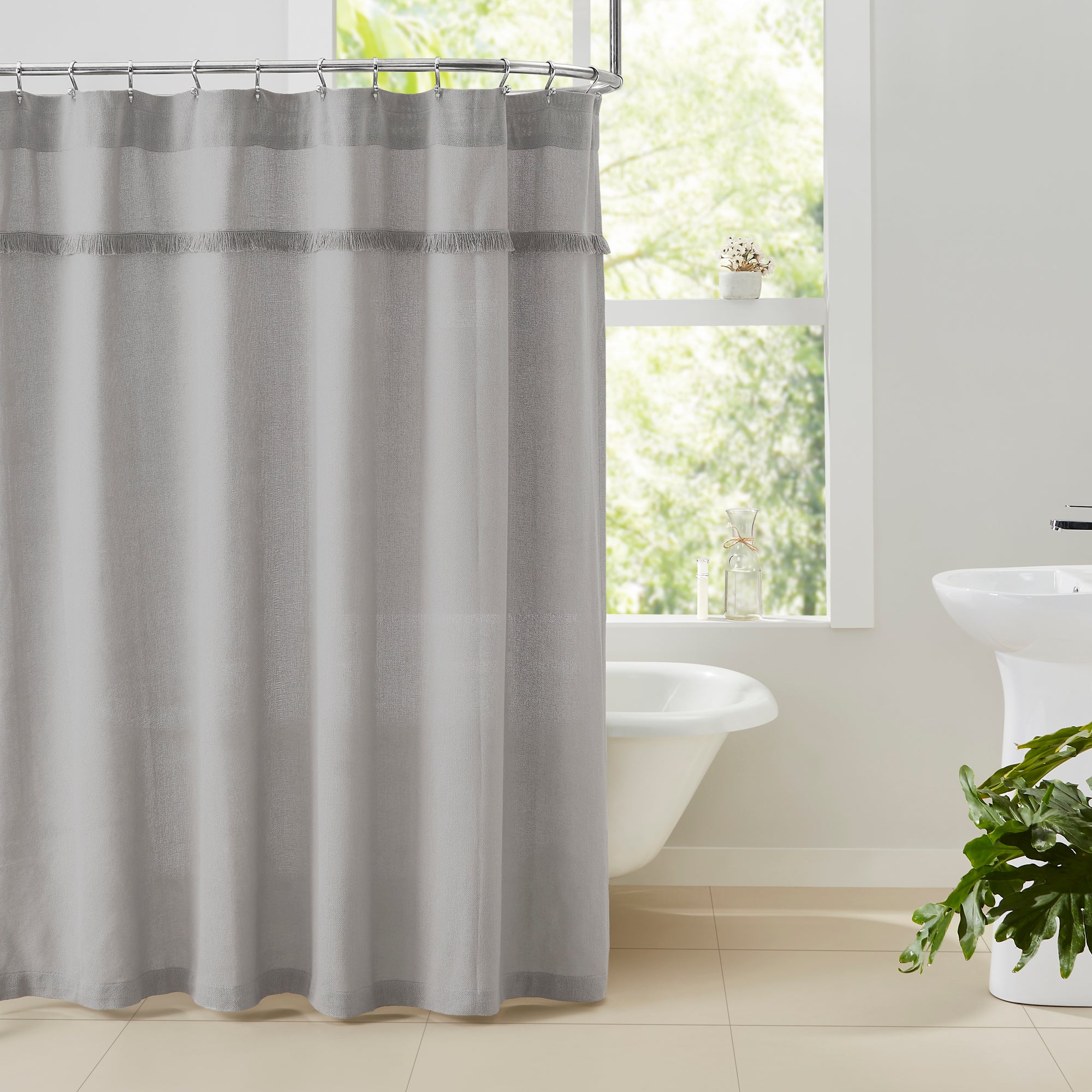 Burlap Dove Grey Shower Curtain
