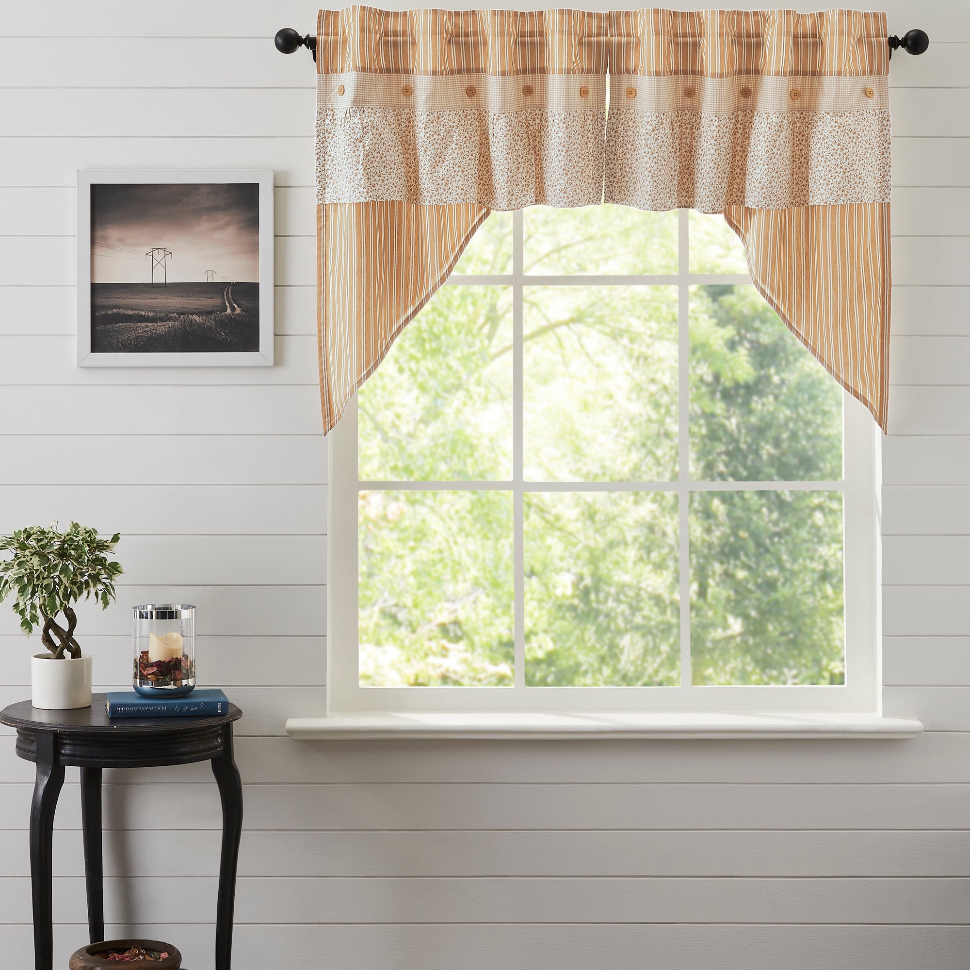Camilia Ruffled Swag Set of 2 36x36x16