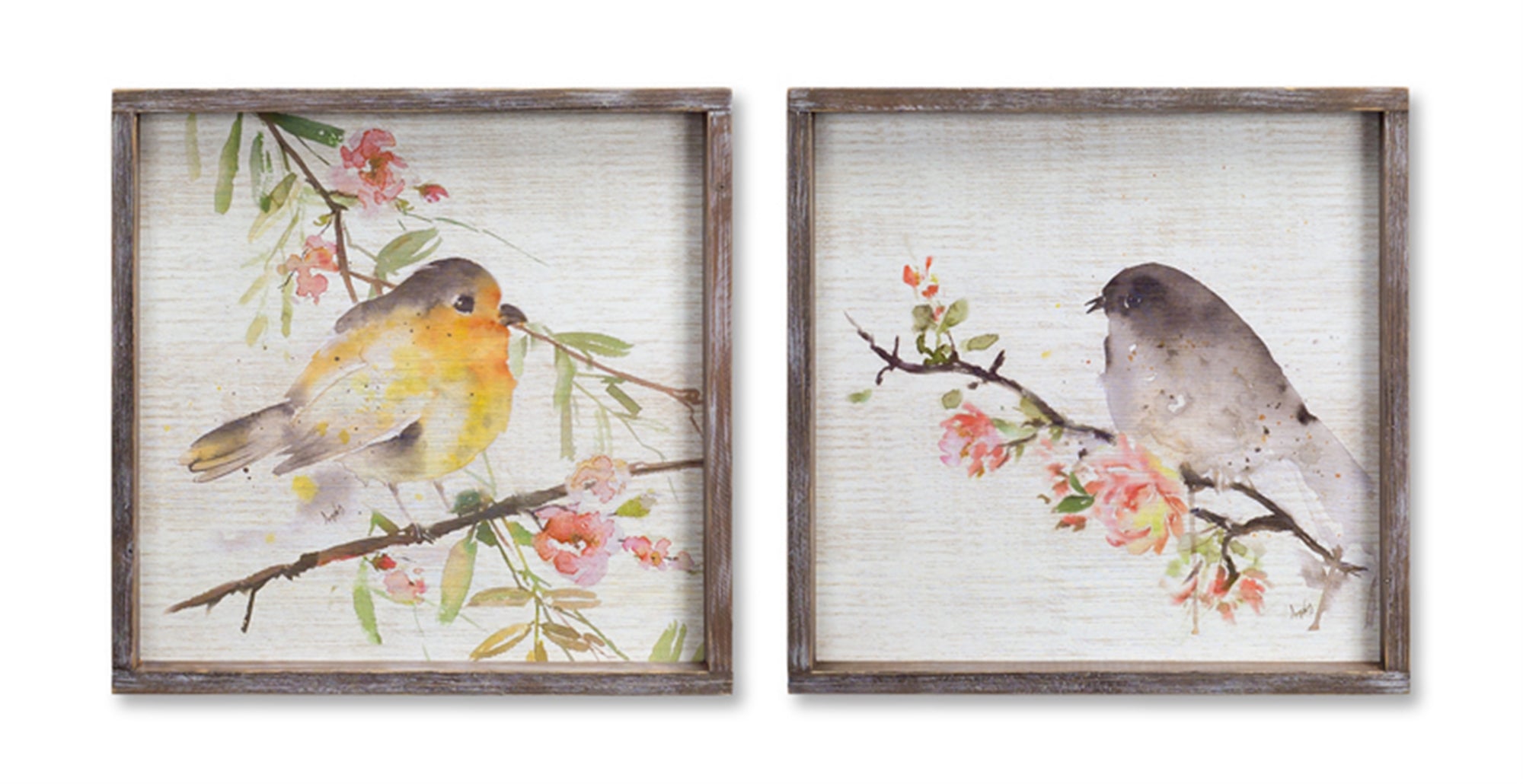 Bird/Framed Plaque (2 Asst) 16.5”SQ Wood