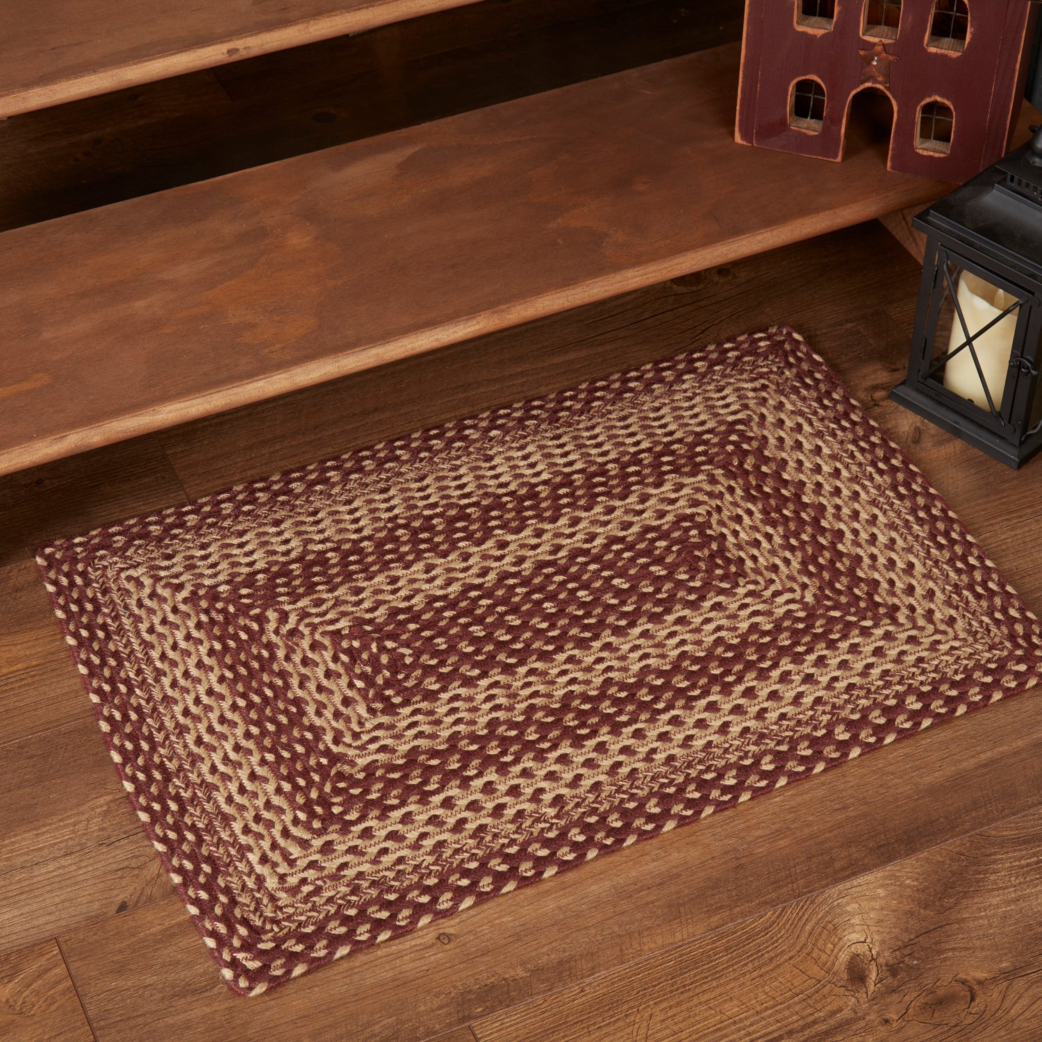 Burgundy Tan Jute Rug Rect 20x30