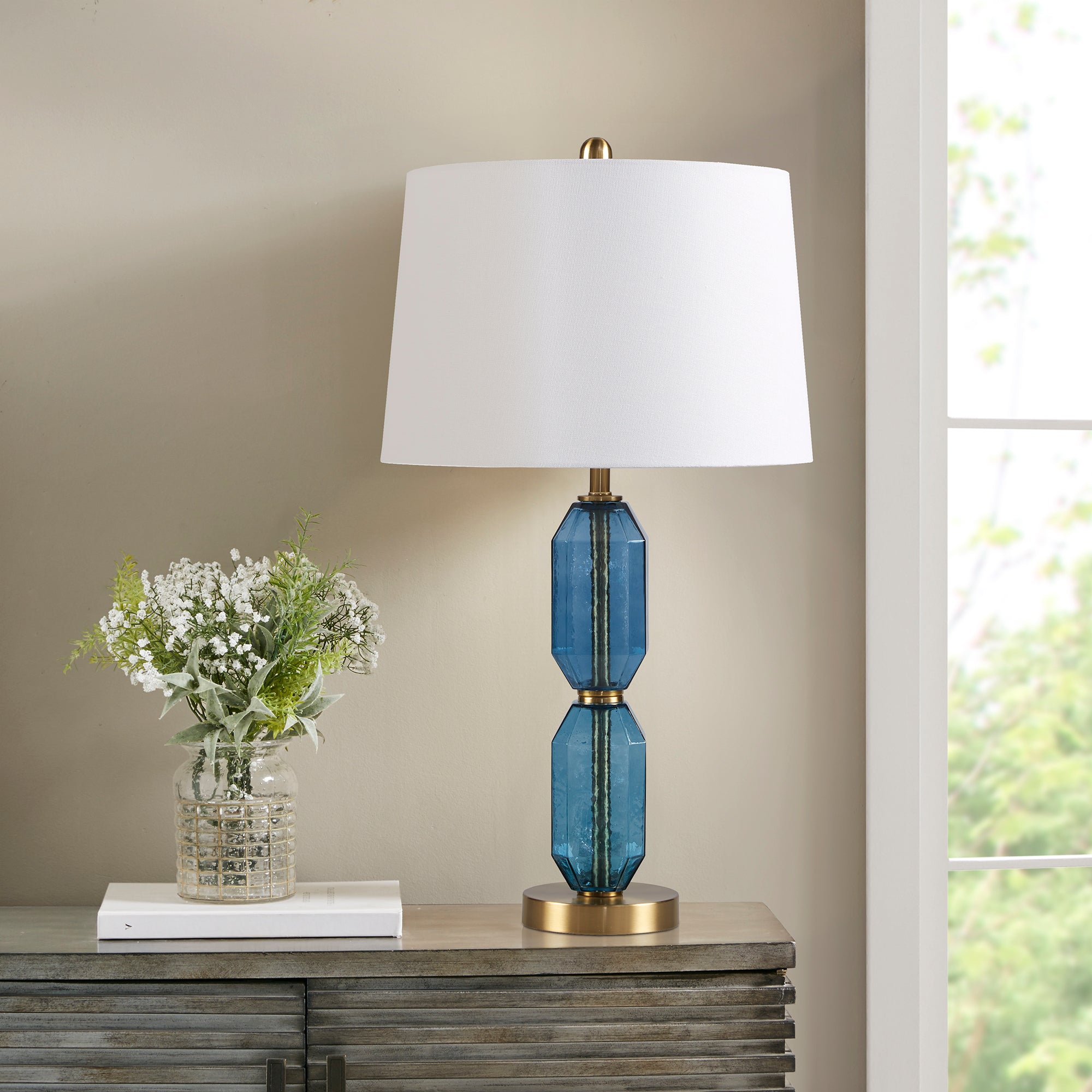 Zirconia Faceted Brown Glass Table Lamp
