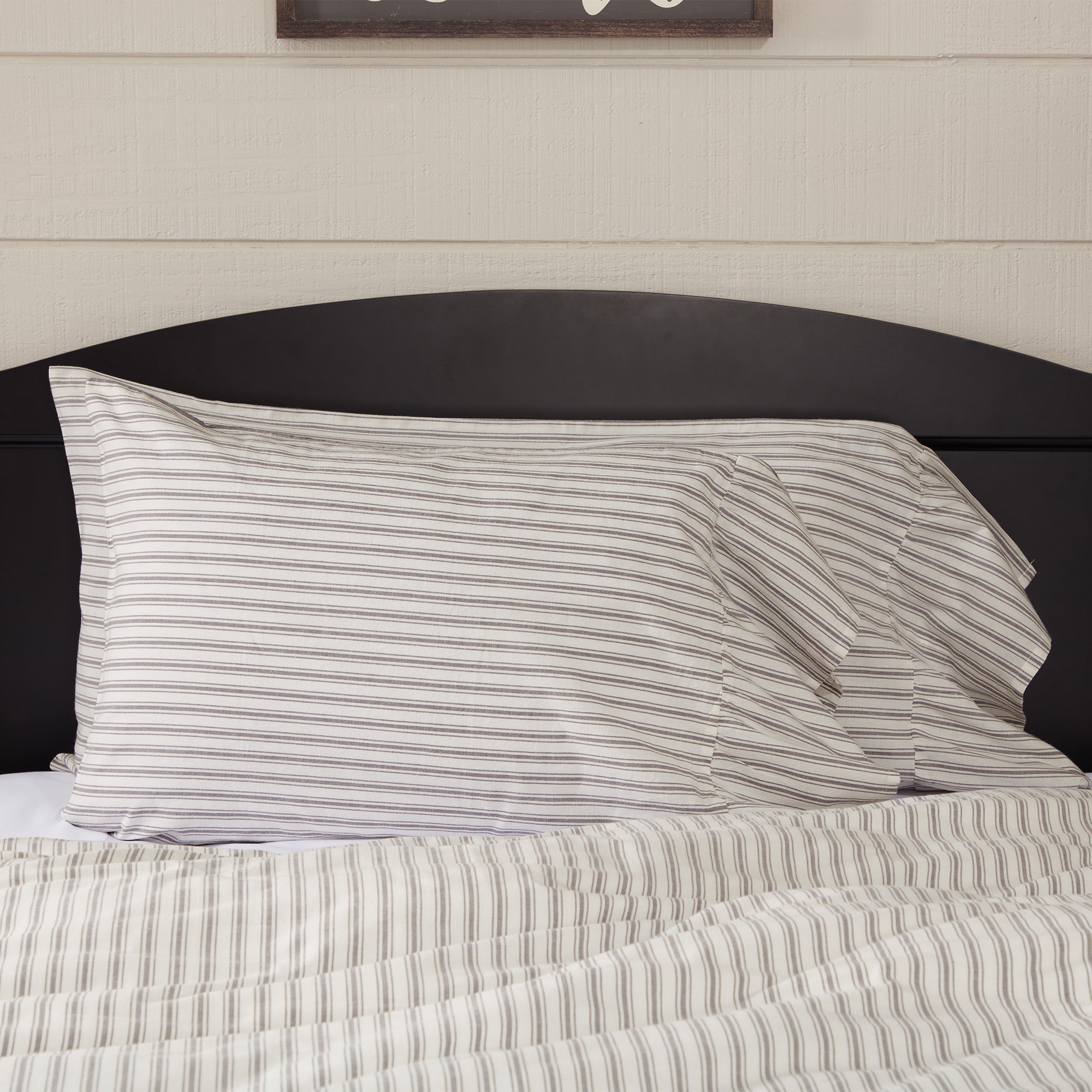 Timeless Ticking Gray Ruffled King Sham Set of 2 +8