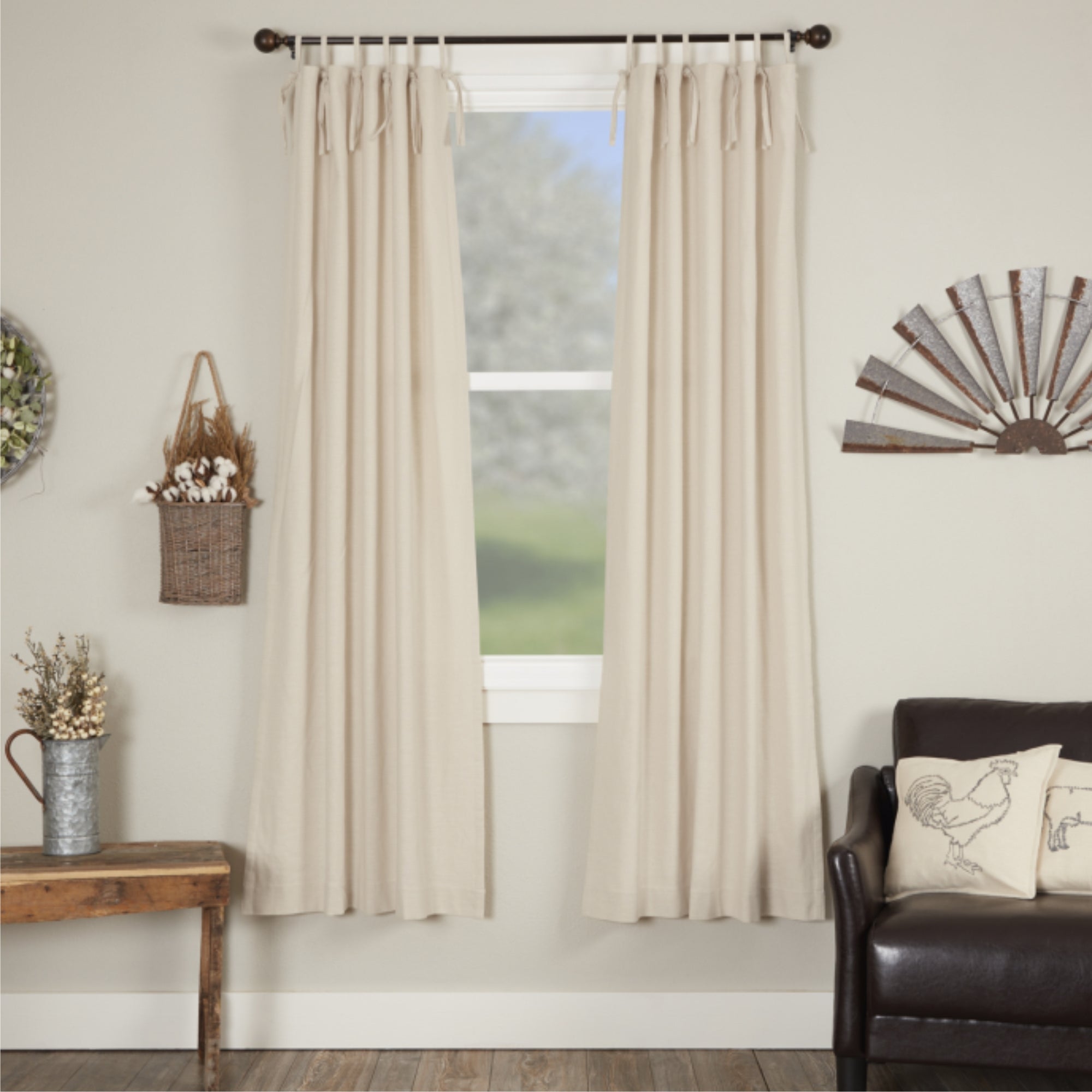Market Place Natural Tie Top Panel Set of 2 84Lx40W