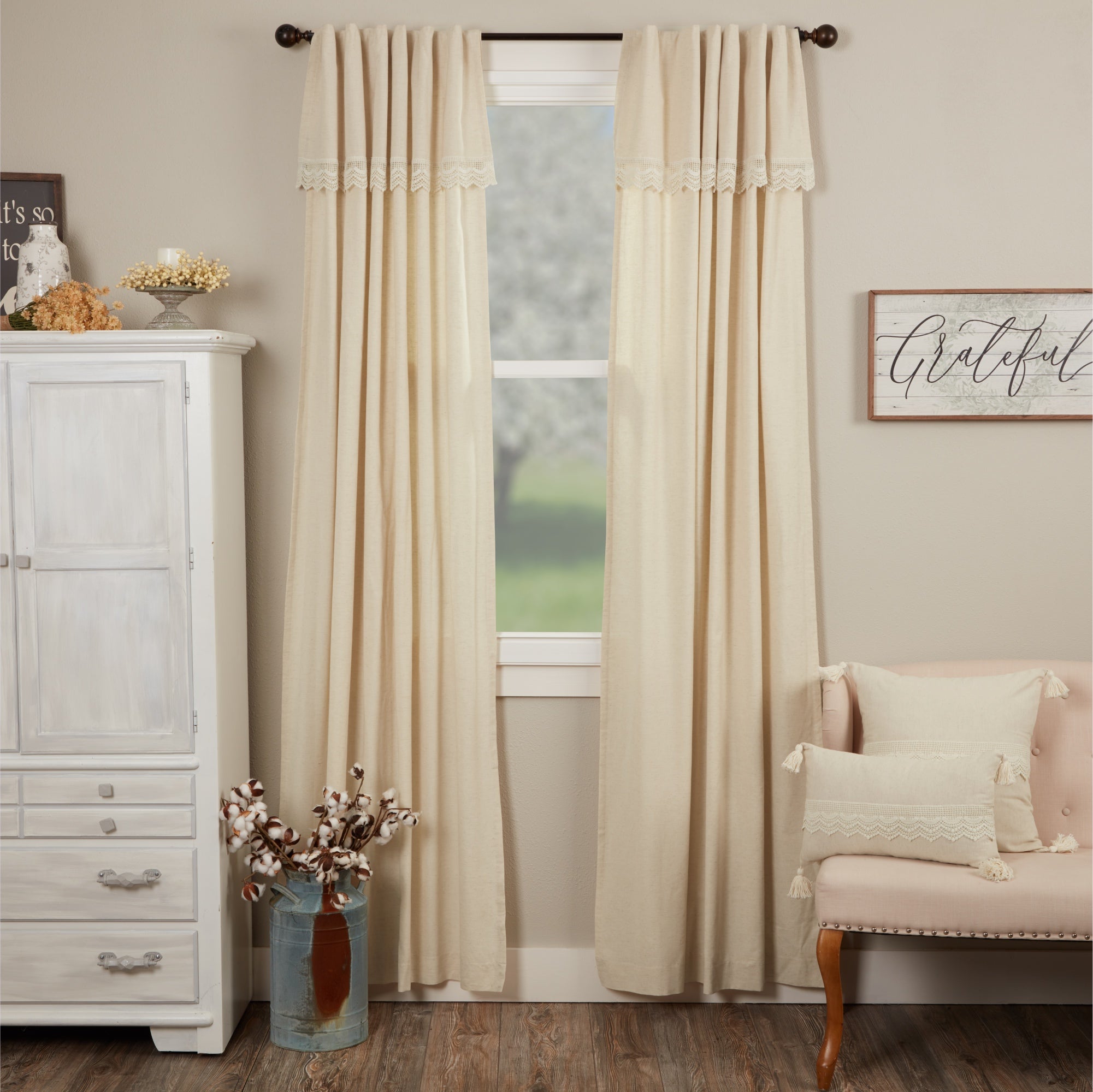 Flax and Lace Panel Set of 2 96Lx50W