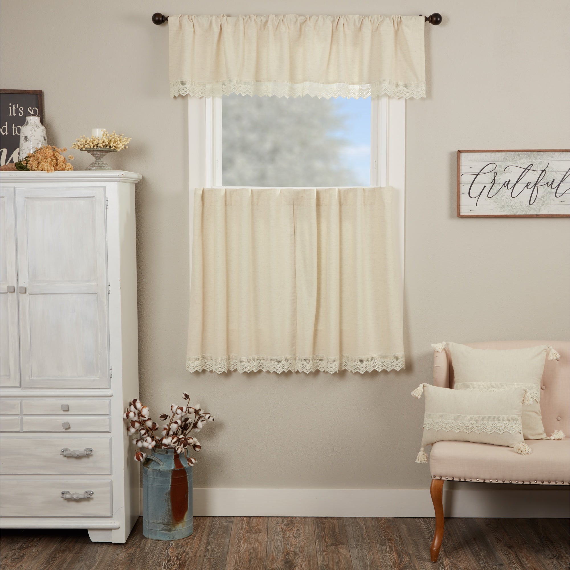 Flax and Lace Valance 16Lx72W