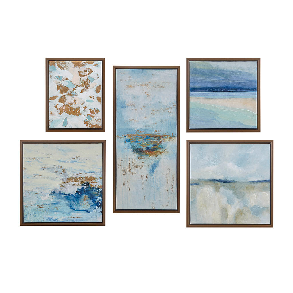 Blue Horizon Abstract 2-piece Framed Canvas Wall Art Set