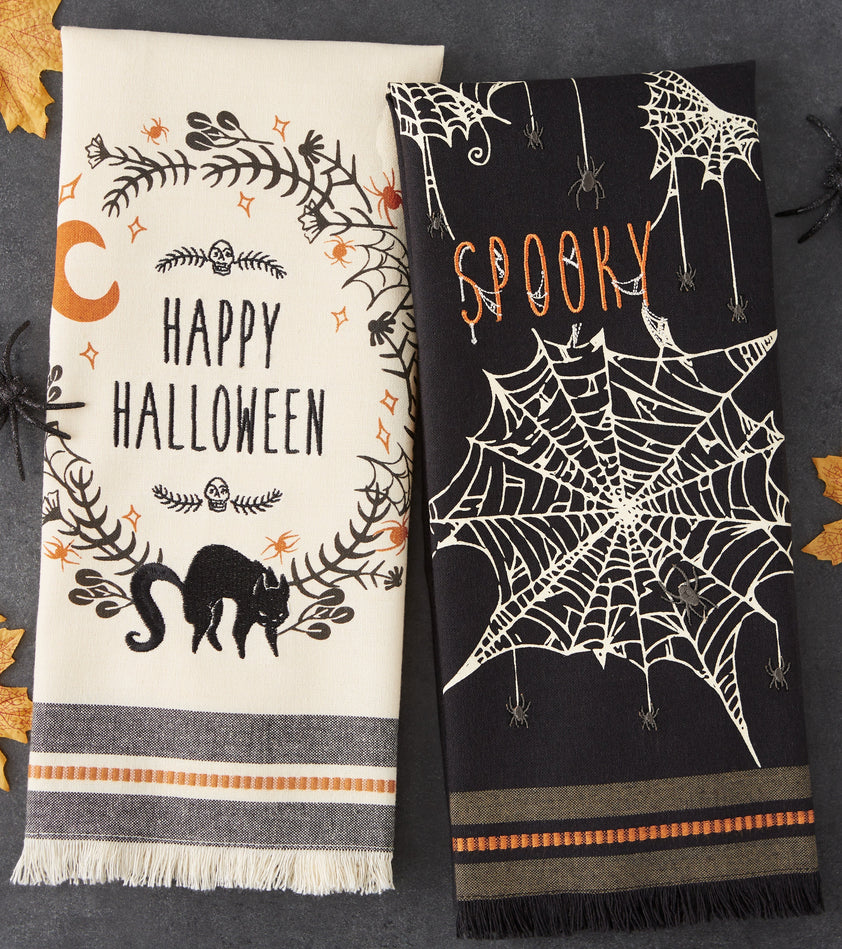 Spooky Embellished Dishtowel