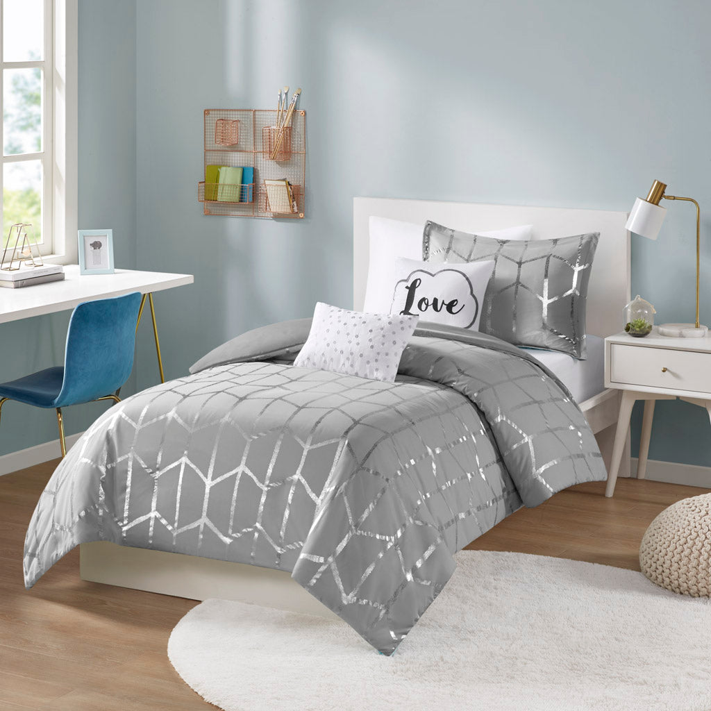 Raina Metallic Printed Duvet Cover Set