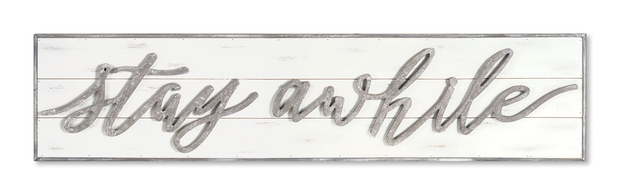 STAY AWHILE Sign 48"L x 11.25"H Wood/Wood