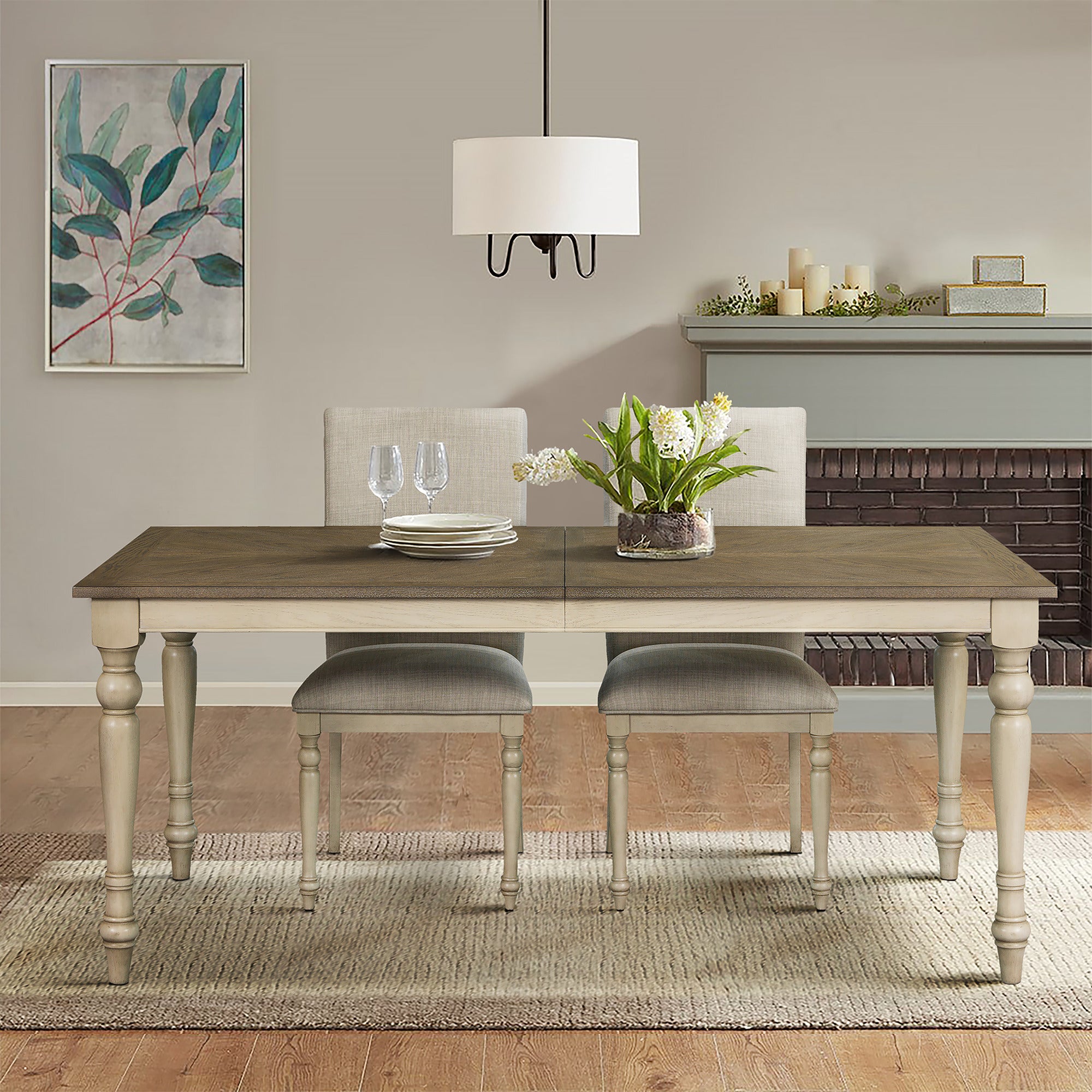 Fiona Upholstered Dining Chair with Turned Wood Legs Set of 2