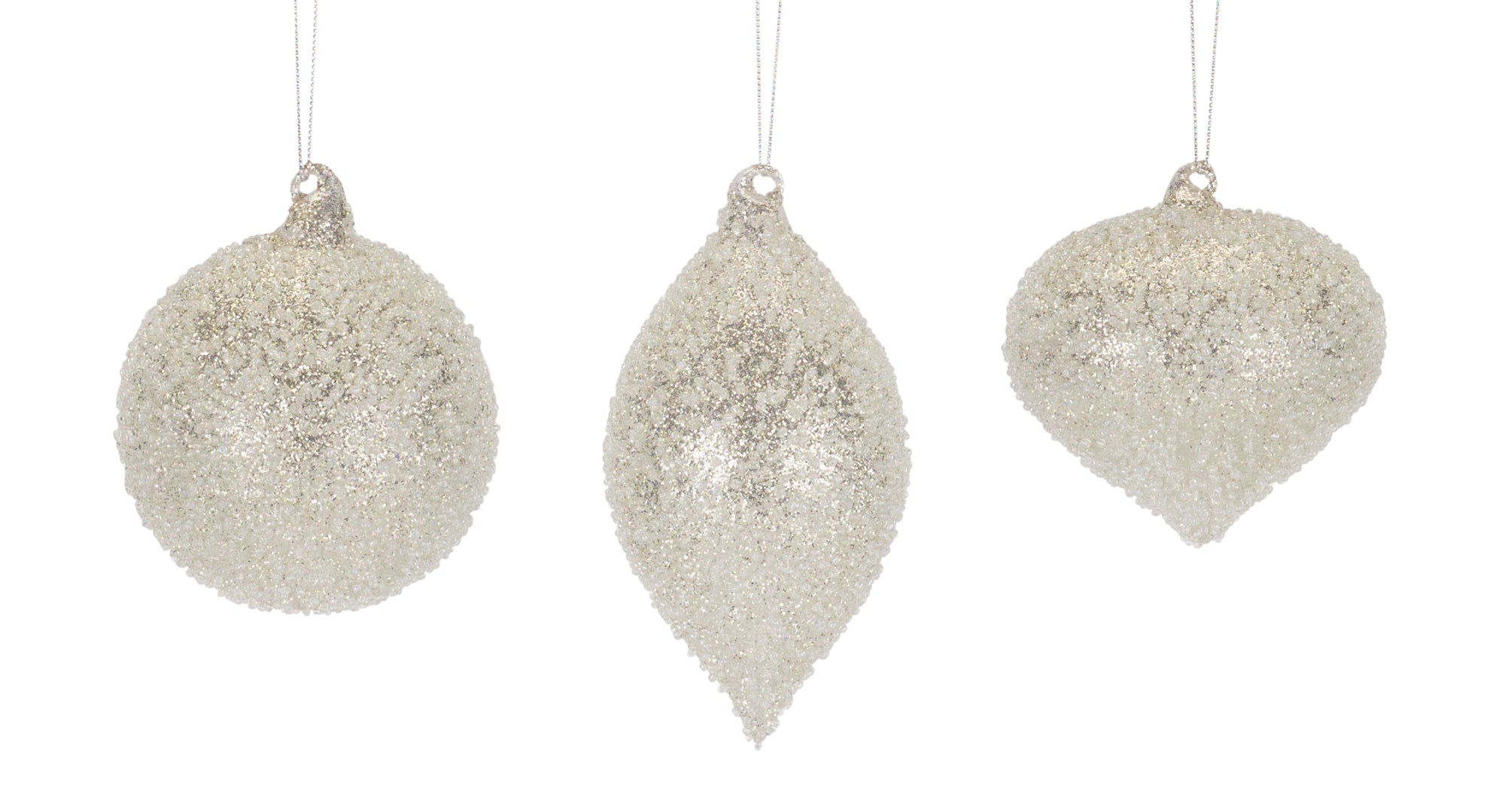 Ornament (3 Asst) 4.25"H, 5"H, 6.5"H Glass