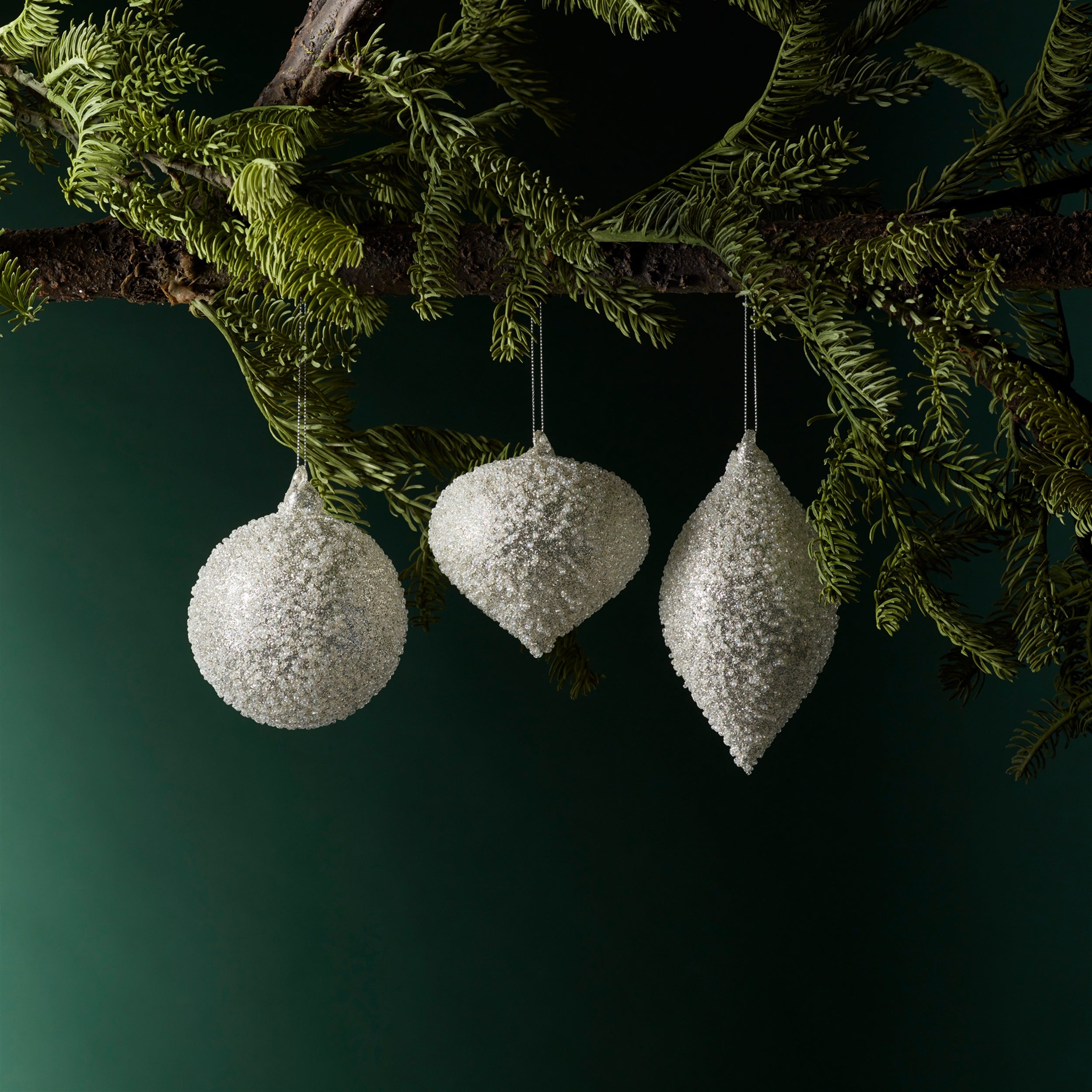 Ornament (3 Asst) 4.25"H, 5"H, 6.5"H Glass