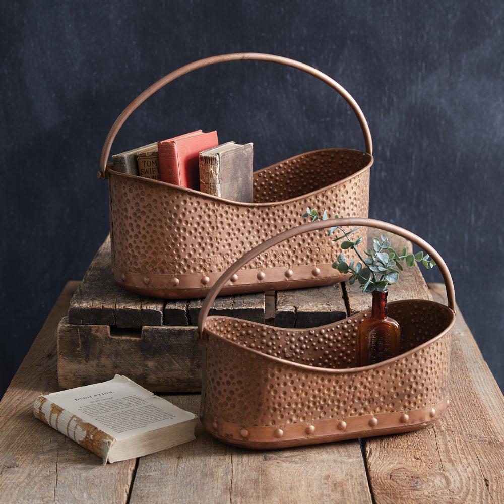 Hammered Copper Baskets (S/2)