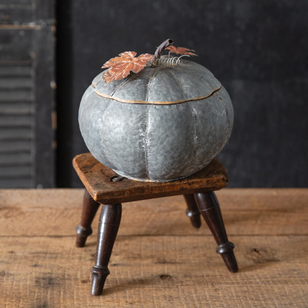 Galvanized Pumpkin Container - Round