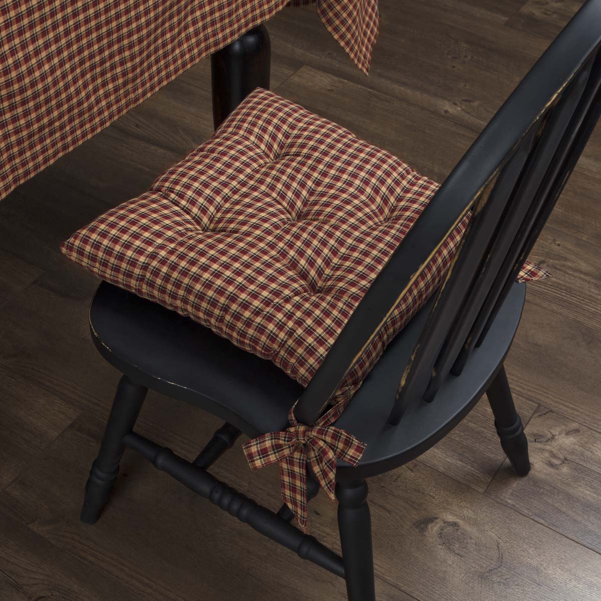 Patriotic Patch Chair Pad- Thick Red & Navy Cotton Cushion